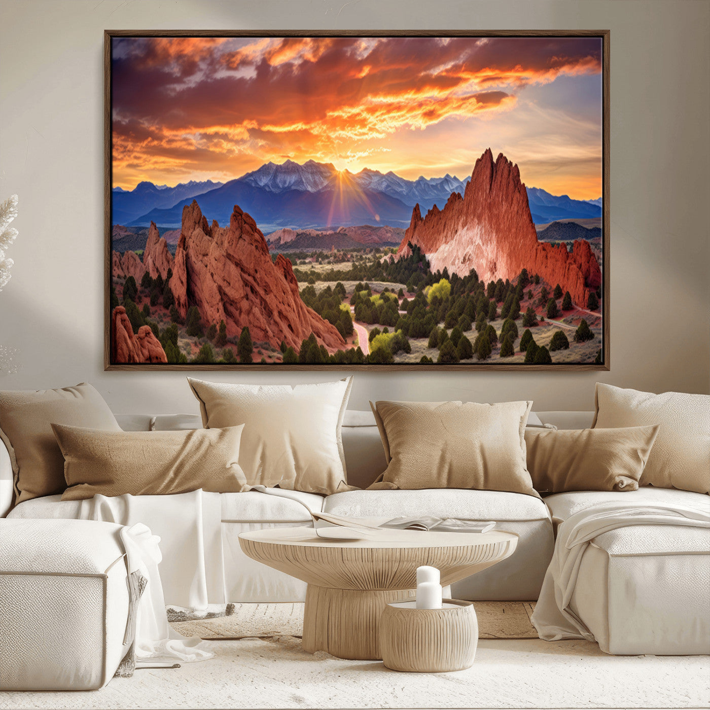 MGV-FC-36X24 - Rocky Mountains Sunset Wall Art Canvas Print – Ready to Hang, Framed Colorado Landscape