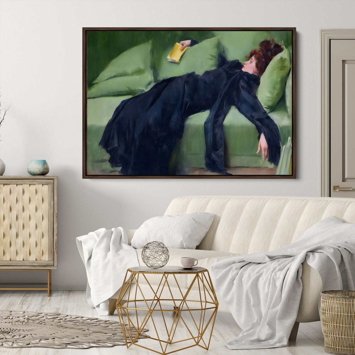 17725-MGV-CV-30X20-Decadent Girl by Ramon Casas Wall Art Canvas Print, Framed Decadent Girl Canvas Print