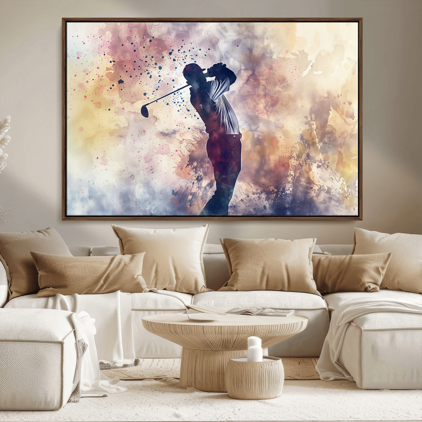 MGV-FC-36X24 - Abstract Watercolor Golf Player Wall Art Canvas Print
