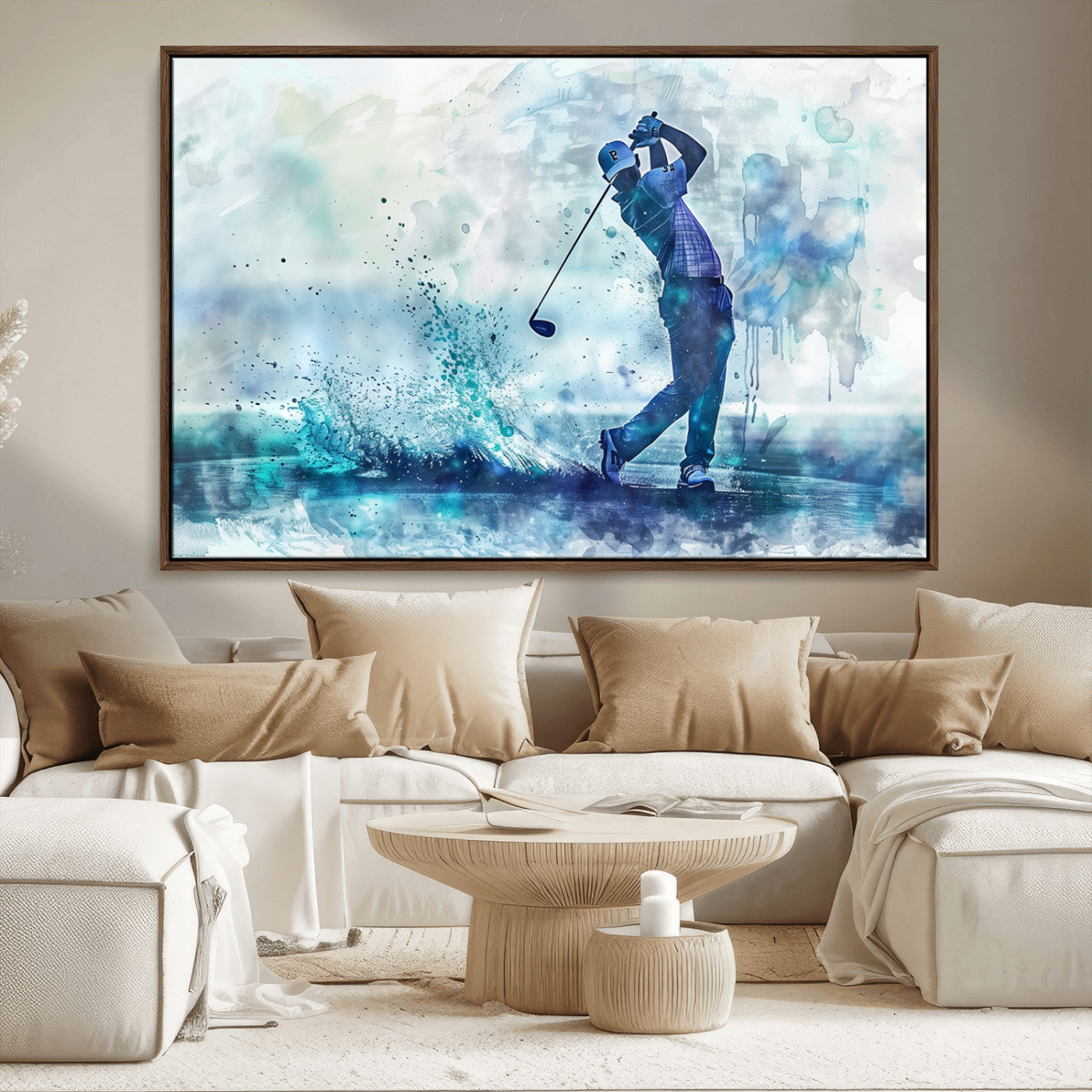 MGV-FC-36X24 - Golf Swing Wall Art Canvas Print - Sports-Inspired Watercolor Decor - Ready to Hang