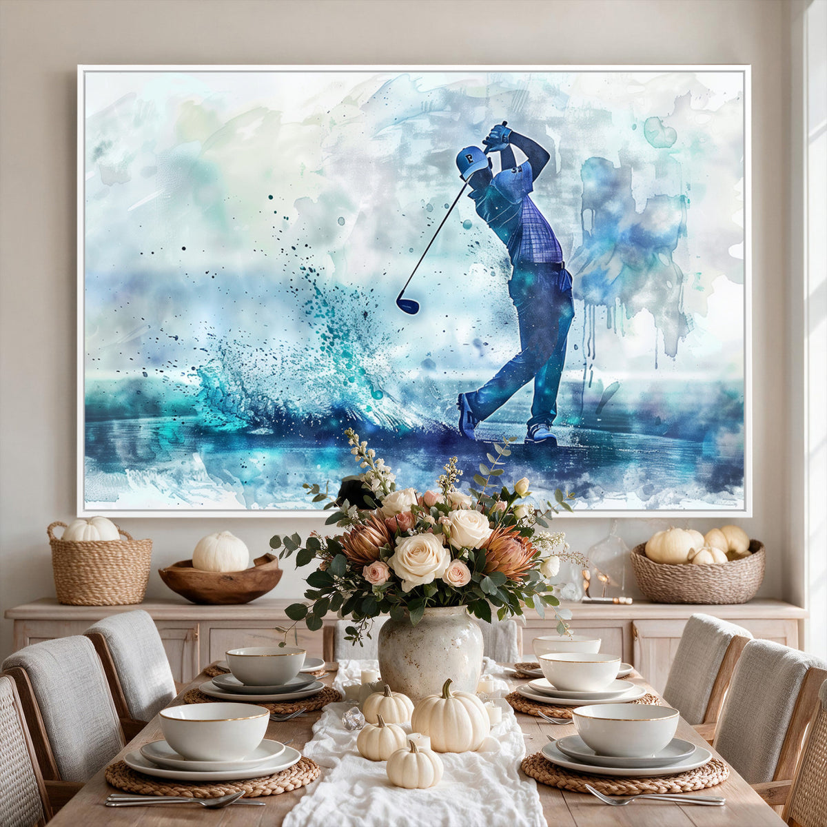 45328-MGV-CV-36X24 - Watercolor Abstract Golf Swing Wall Art Canvas Print