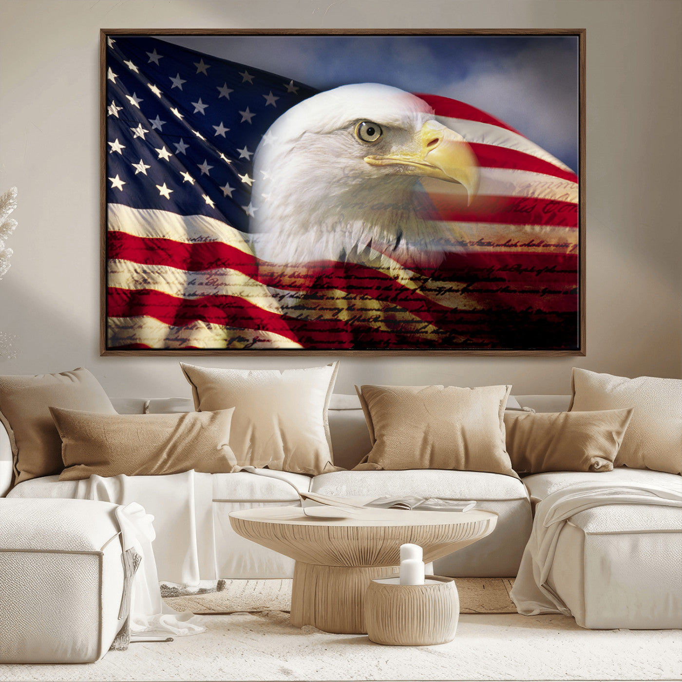 MGV-FC-36X24 - American Flag Eagle Symbol Wall Art, American Flag Eagle Wall Art Canvas Print
