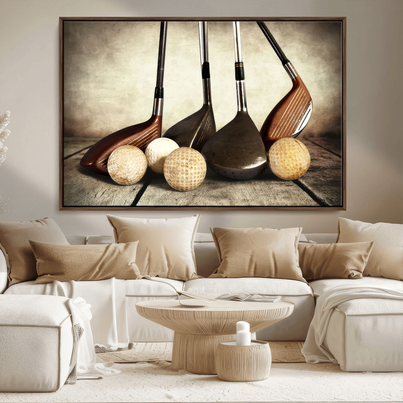 MGV-FC-36X24 - Vintage Golf Ball Art | Golf Decor for Man Cave or Office | Ready to Hang and Framed