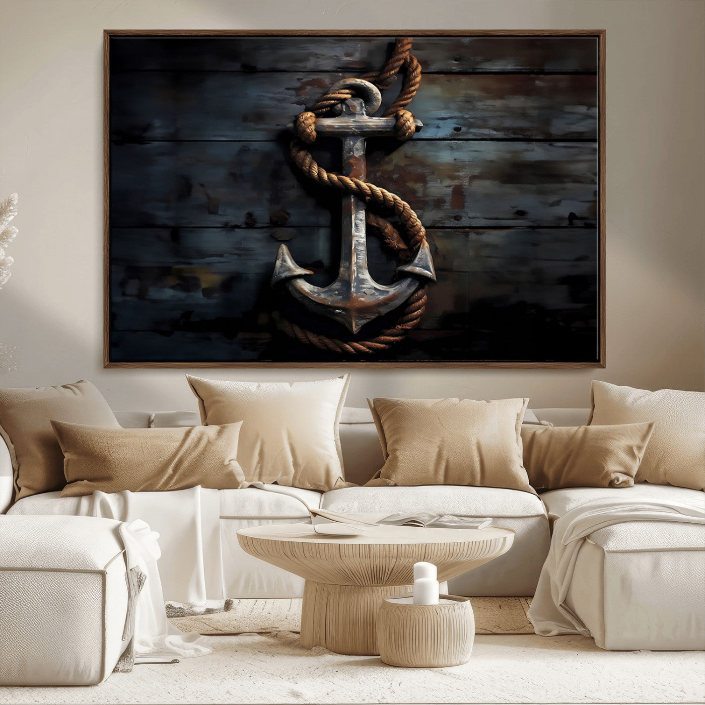 MGV-FC-36X24 - 3 Panel Grunge Abstract Anchor Wall Art Canvas Print Set