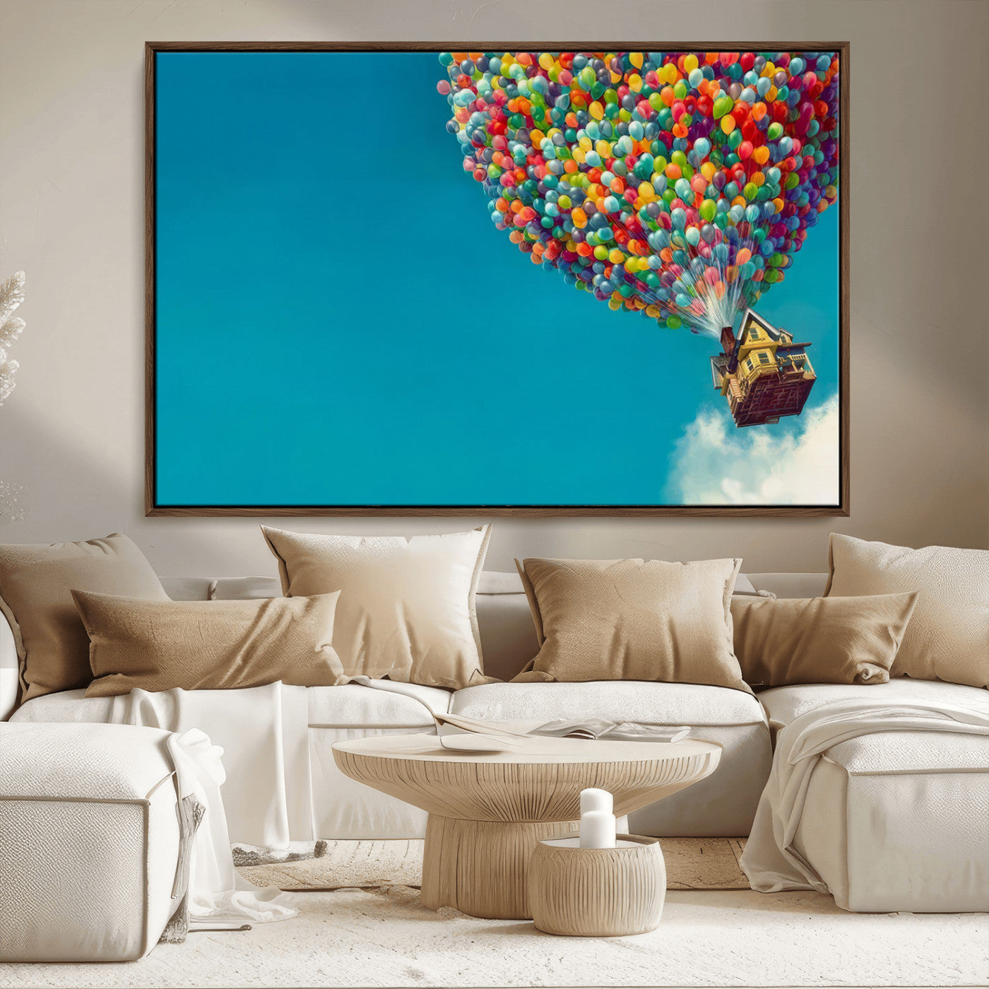 MGV-FC-36X24 - Carl Fredricksen, Up Movie Wall Art, Colorful Balloon House Art | Whimsical Wall Decor for Living