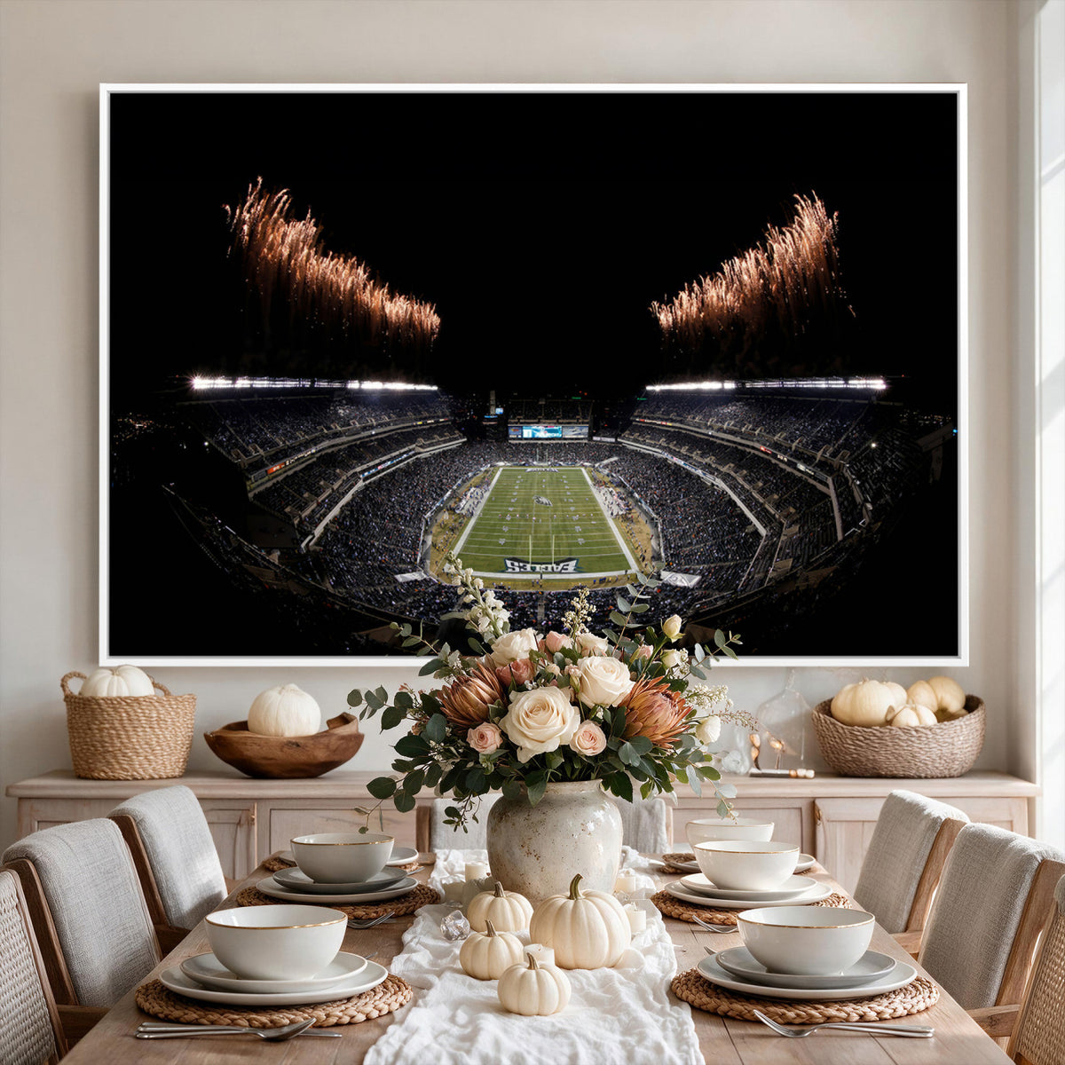 89680-MGV-CV-36X24 - Eagles Field Stadium Wall Art, Philadelphia Eagles Football, Framed and Ready to Hang