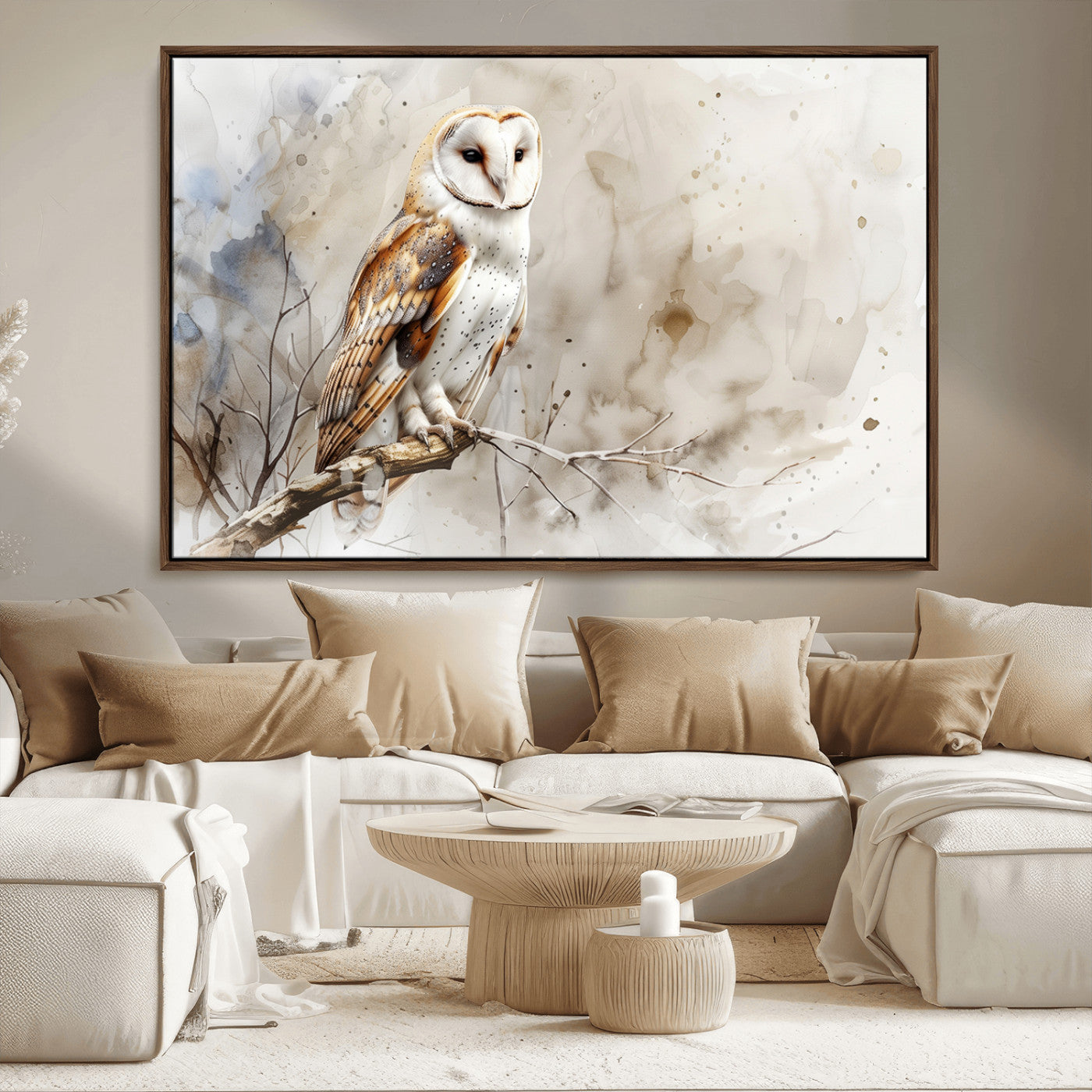 MGV-FC-36X24 - Barn Owl Wall Art | Watercolor Canvas Print | Perfect for Farmhouse Wall Decor | Ready to Hang