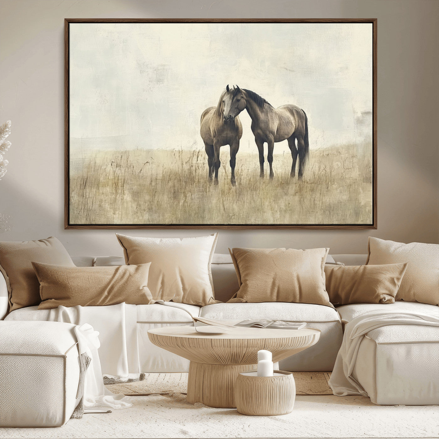 MGV-FC-36X24 - Chines Style Grunge Horses Wall Art Canvas Print