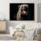 17625-MGV-CV-36X24-Grizzly Bear Canvas Print | Wildlife Wall Art for Cabin Decor | Ready to Hang Framed