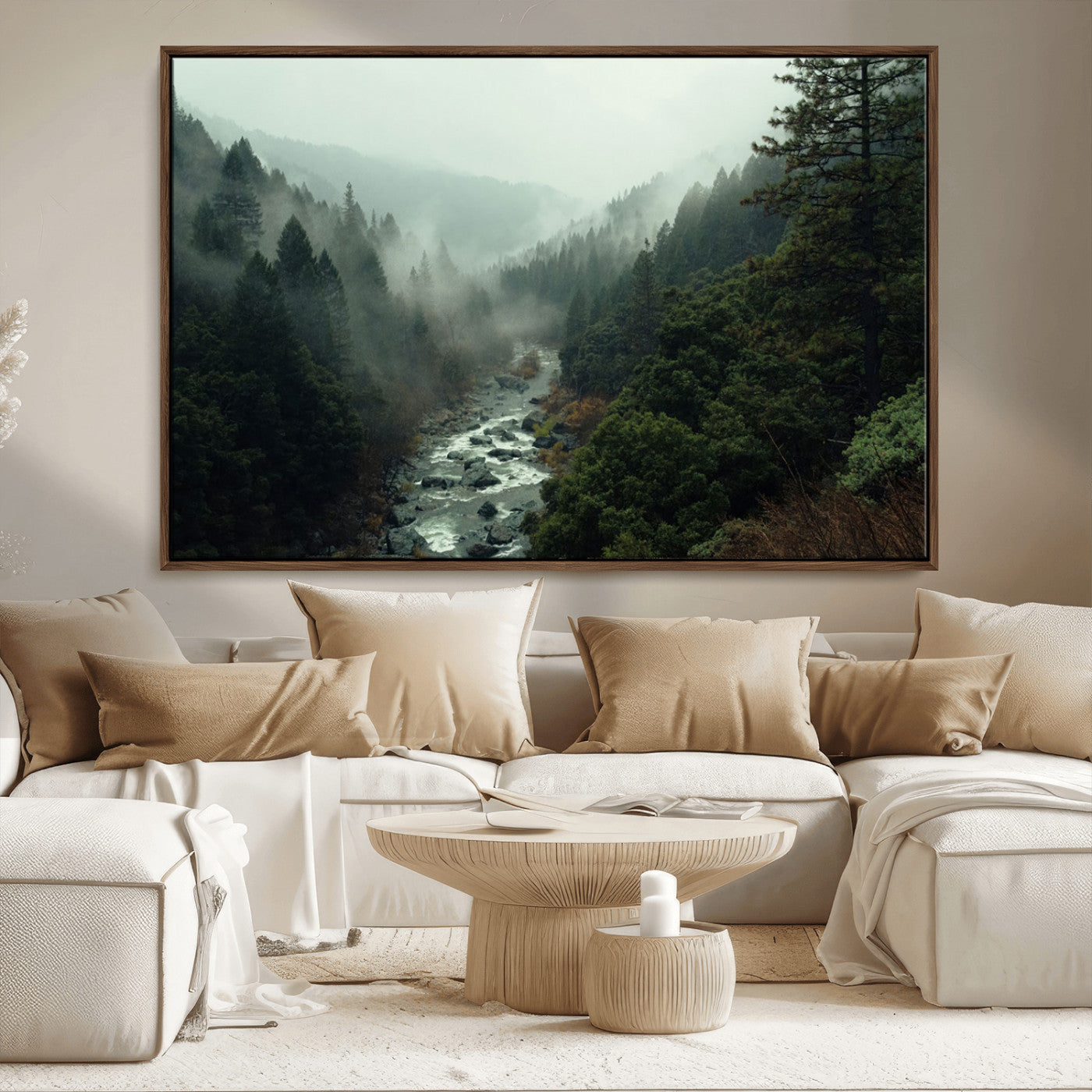 MGV-FC-36X24 - Misty Forest Wall Art | Ready to Hang and Framed | Tranquil Nature Landscape for Living Room or