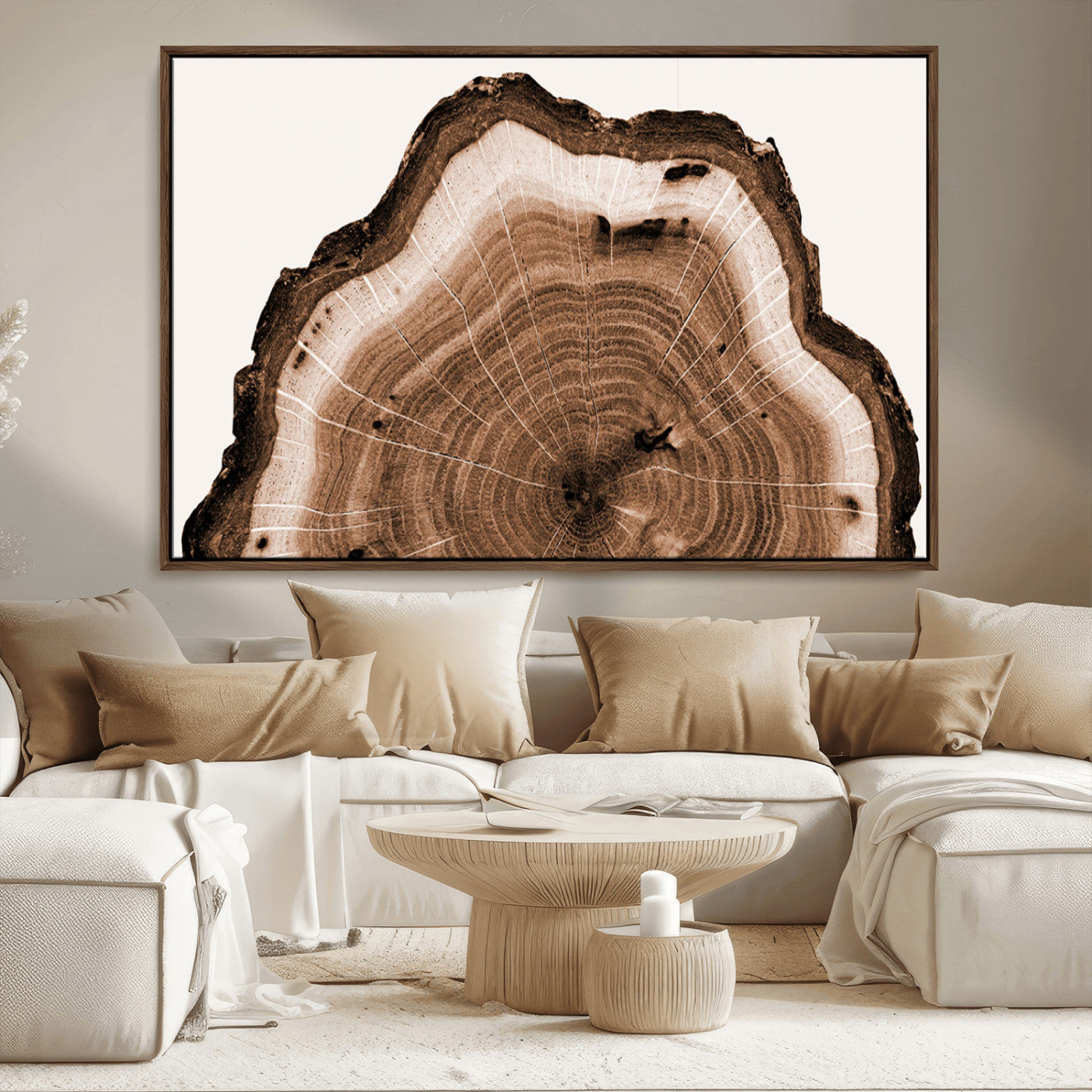 45195-MGV-FC-36X24_Walnut-Rustic Wood Rings Wall Art | Nature-Inspired Tree Ring Canvas Print | Ready to Hang and Framed for