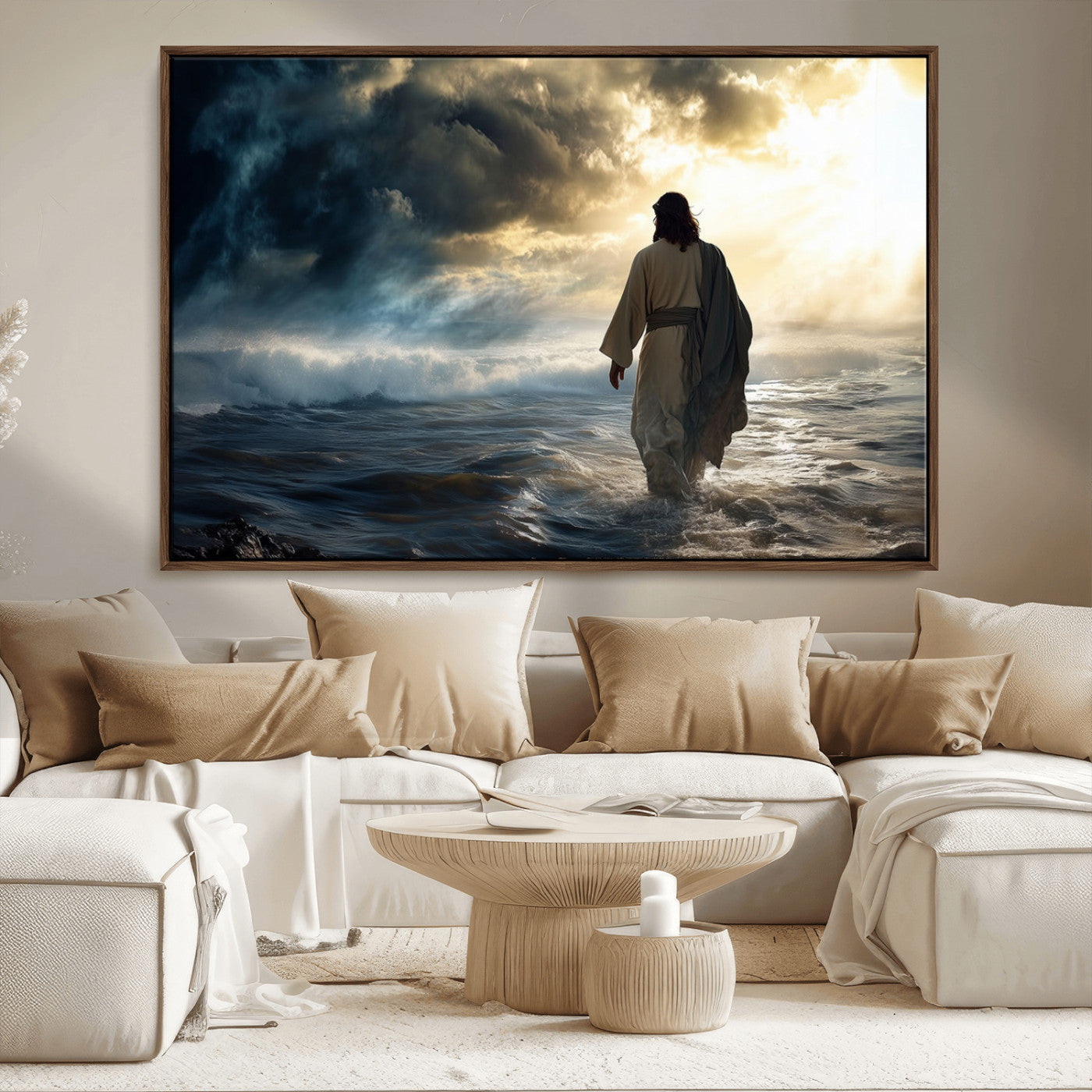 MGV-FC-36X24 - Jesus Walking on Water Wall Art | Canvas Print | Ready to Hang | Christian Home Decor | Spiritual