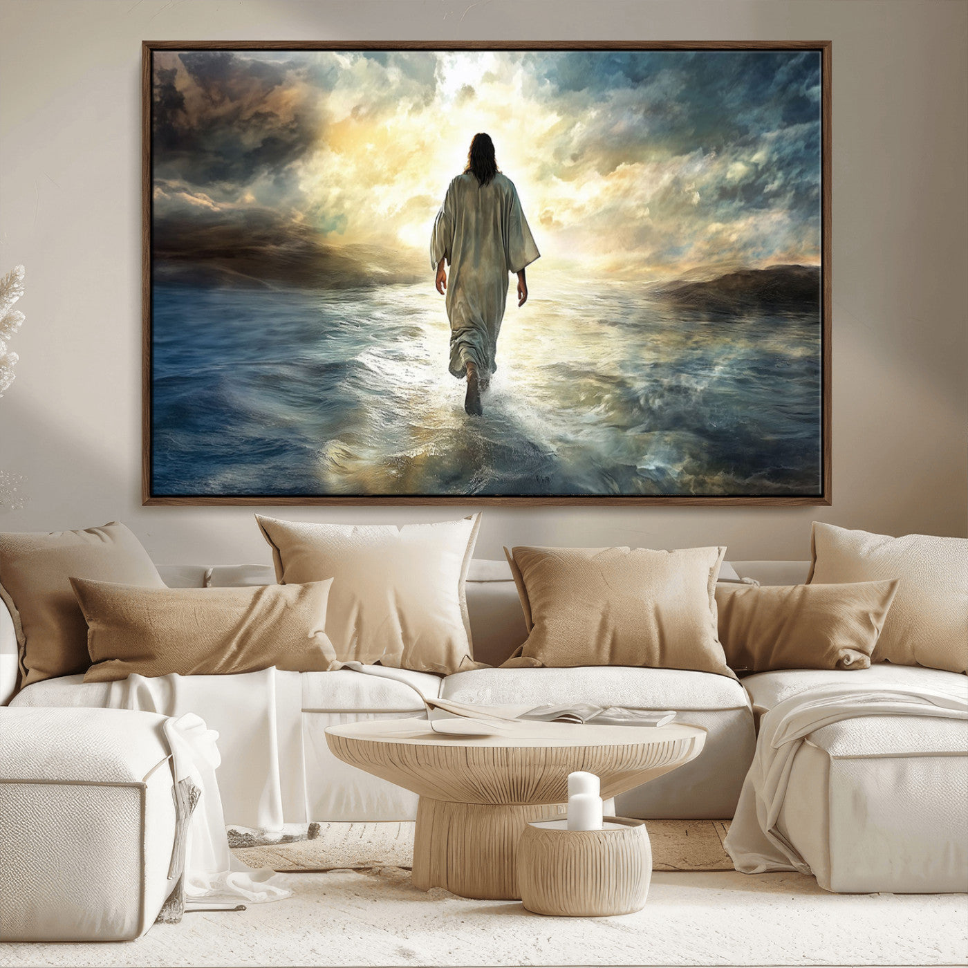 MGV-FC-36X24 - Jesus Walking on Water Wall Art | Canvas Print | Ready to Hang | Christian Home Decor | Spiritual