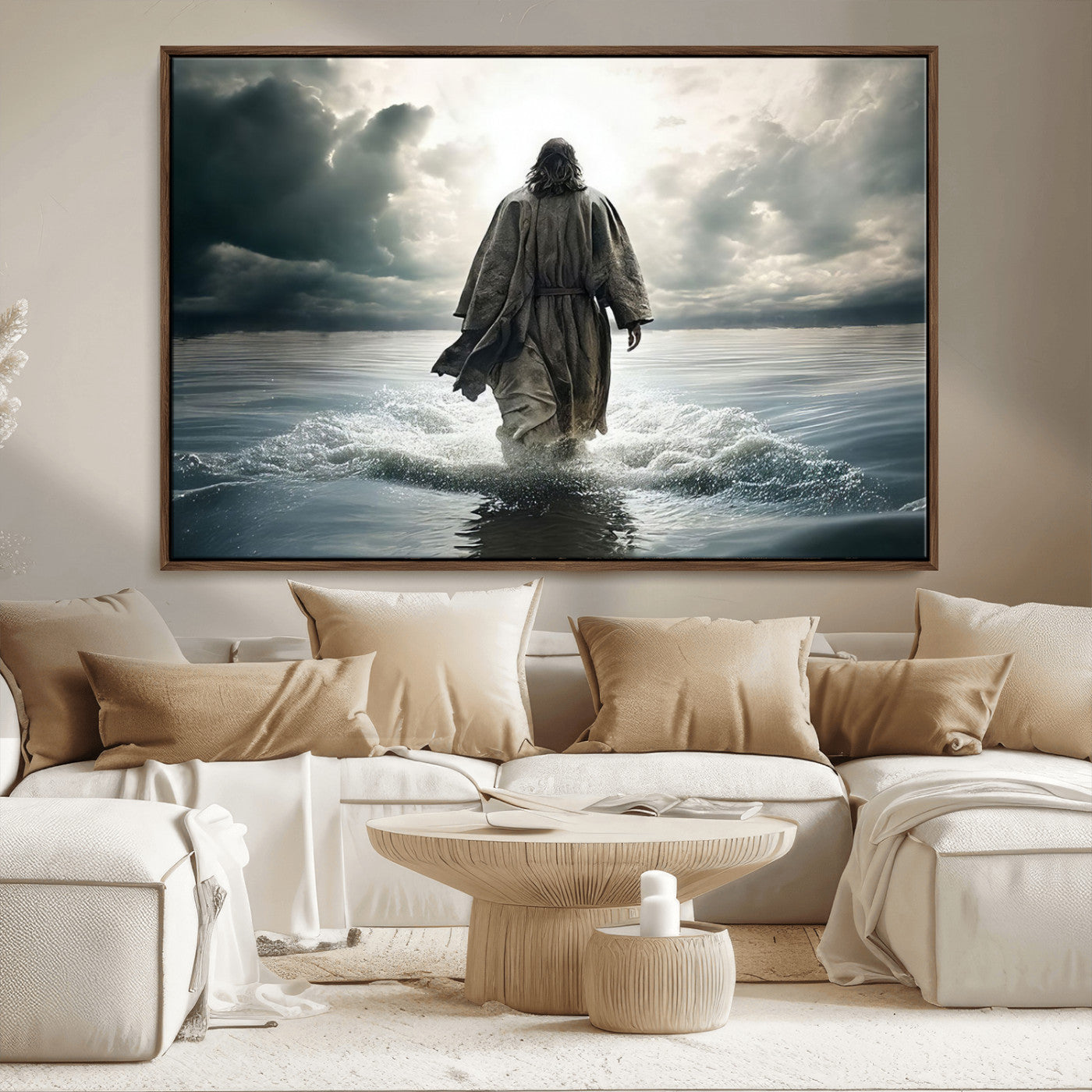 MGV-FC-36X24 - Jesus Walking on Water Wall Art | Canvas Print | Ready to Hang | Christian Home Decor | Spiritual
