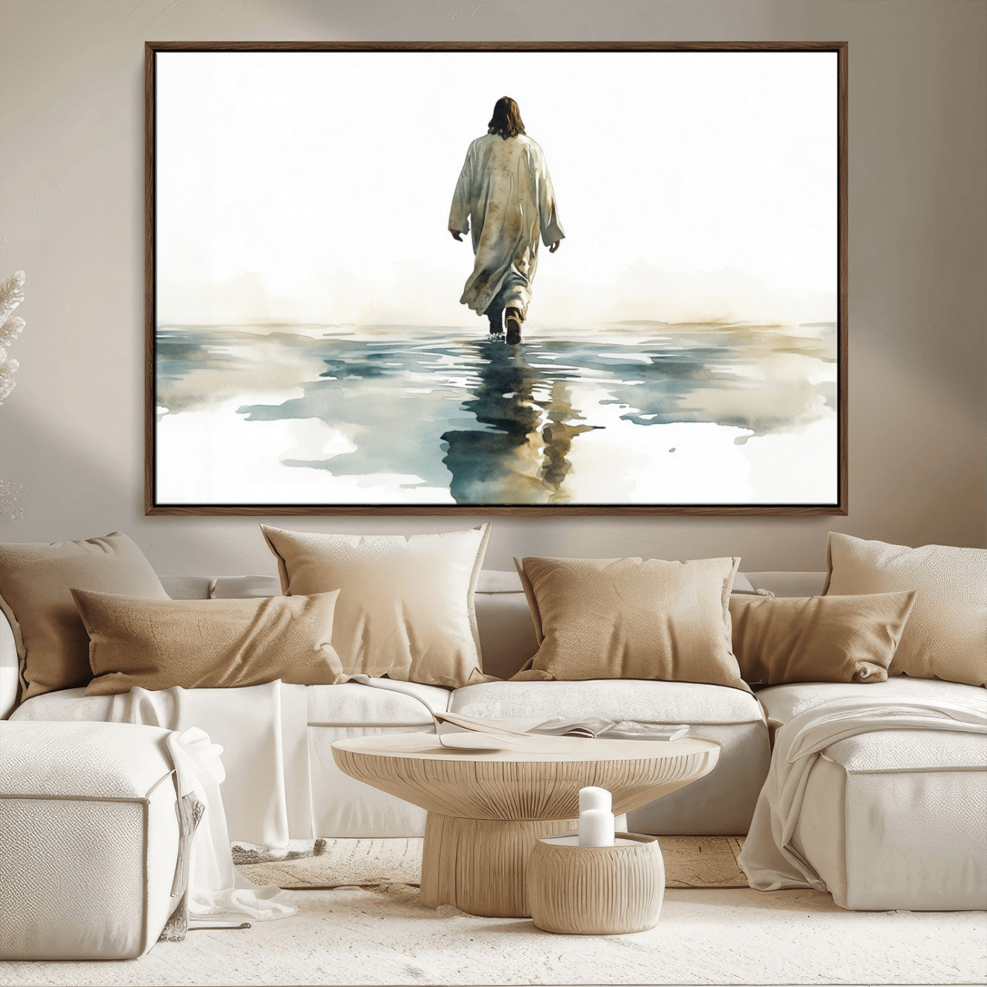 MGV-FC-36X24 - Abstract Jesus Wall Art Canvas Print, Christian Wall Art, Jesus Christ Walking