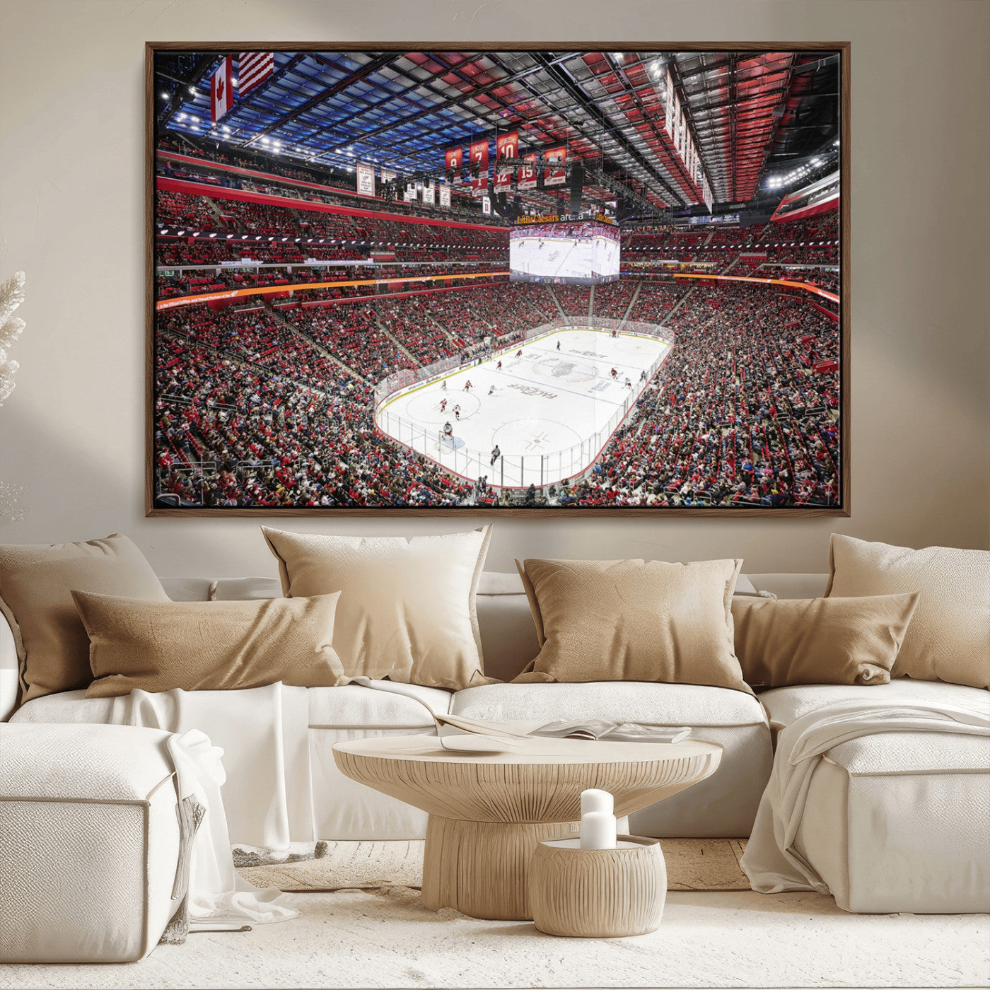MGV-FC-36X24 - Barton Malow Little Caesars Arena Detroit Wall Art Canvas Print - Detroit Hockey and Basketball