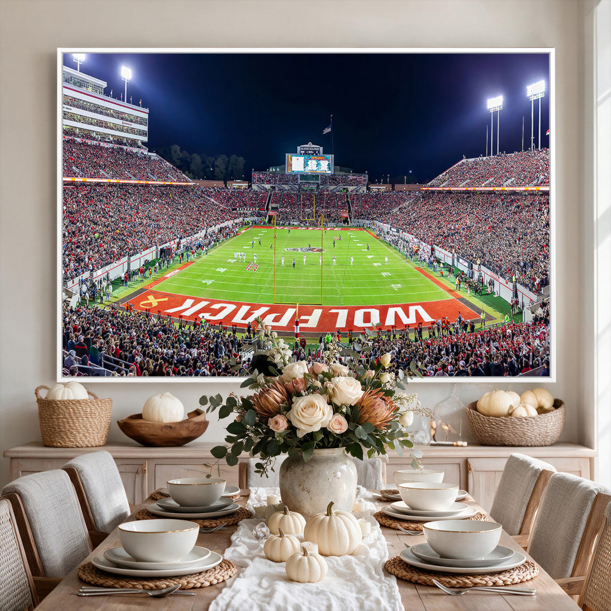 23086-MGV-CV-36X24 - NC State Wolfpack Canvas Print - Raleigh Carter-Finley Stadium Wall Art, Football Team Canvas Print