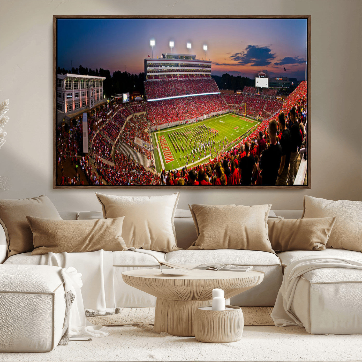 MGV-FC-36X24 - NC State Wolfpack Football Team Print - Raleigh Carter-Finley Stadium Wall Art Canvas Print