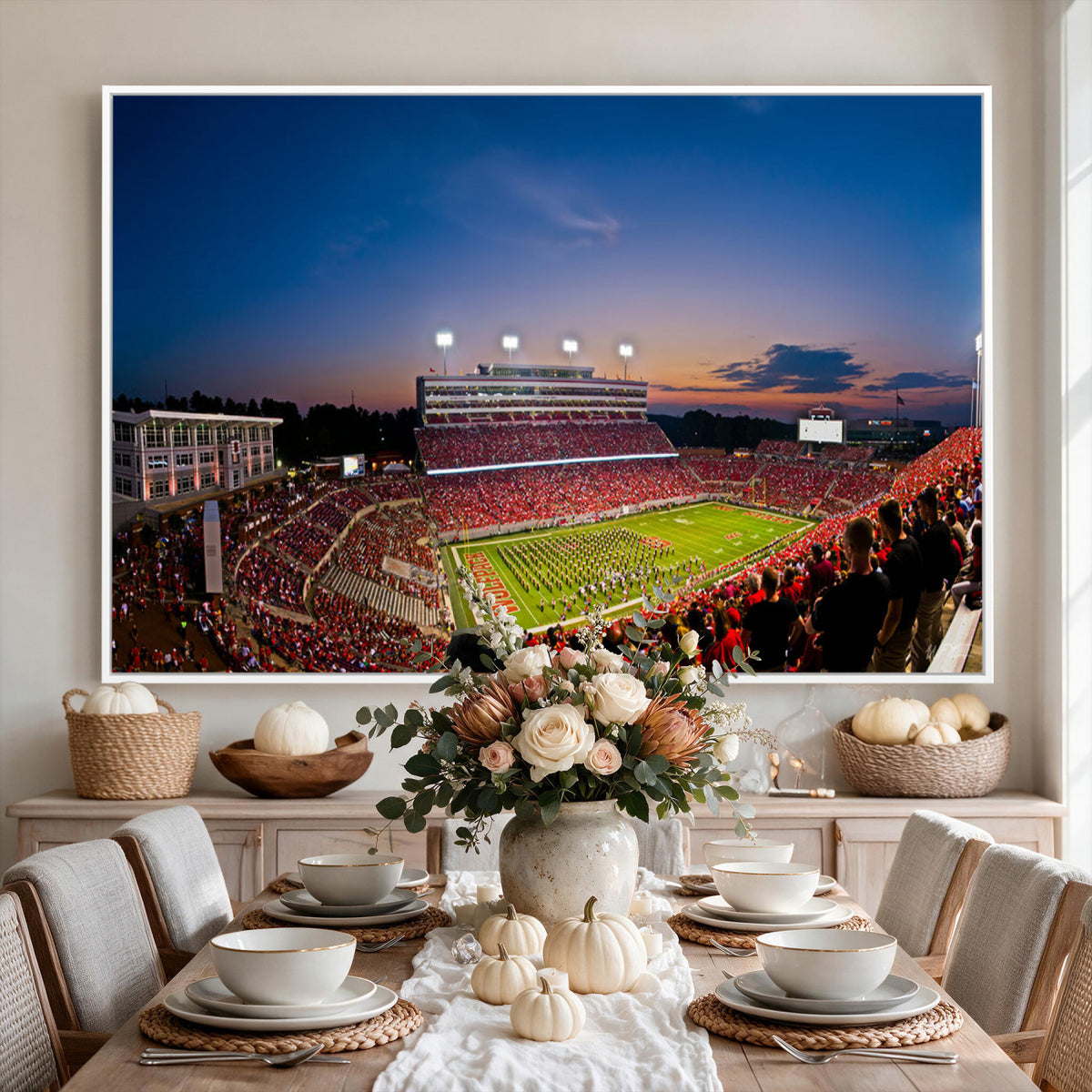 33313-MGV-CV-36X24 - NC State Wolfpack Football Team Print - Raleigh Carter-Finley Stadium Wall Art Canvas Print