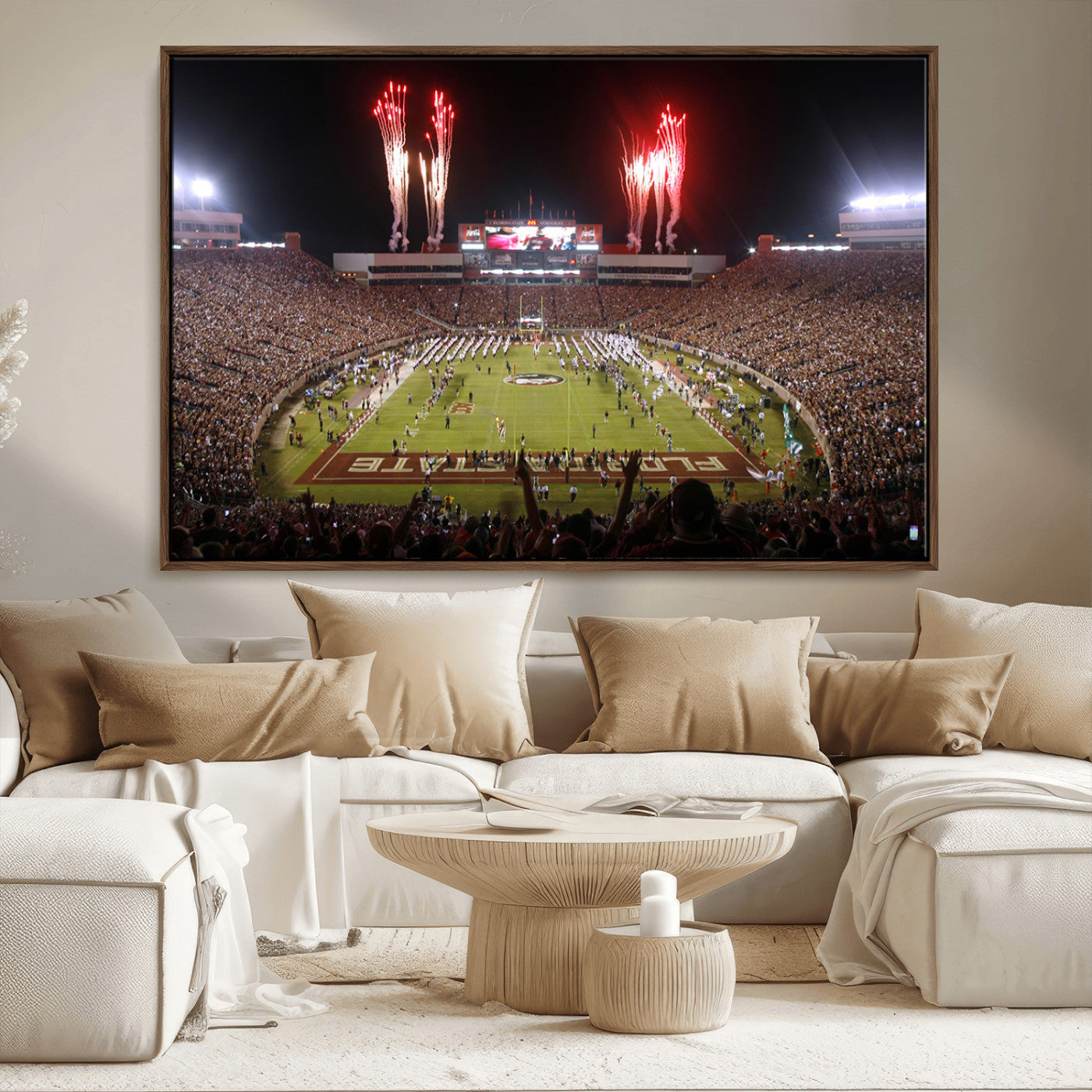 MGV-FC-36X24 - Framed Florida State Seminoles Football Team Print - Tallahassee Doak Campbell Stadium Wall Art