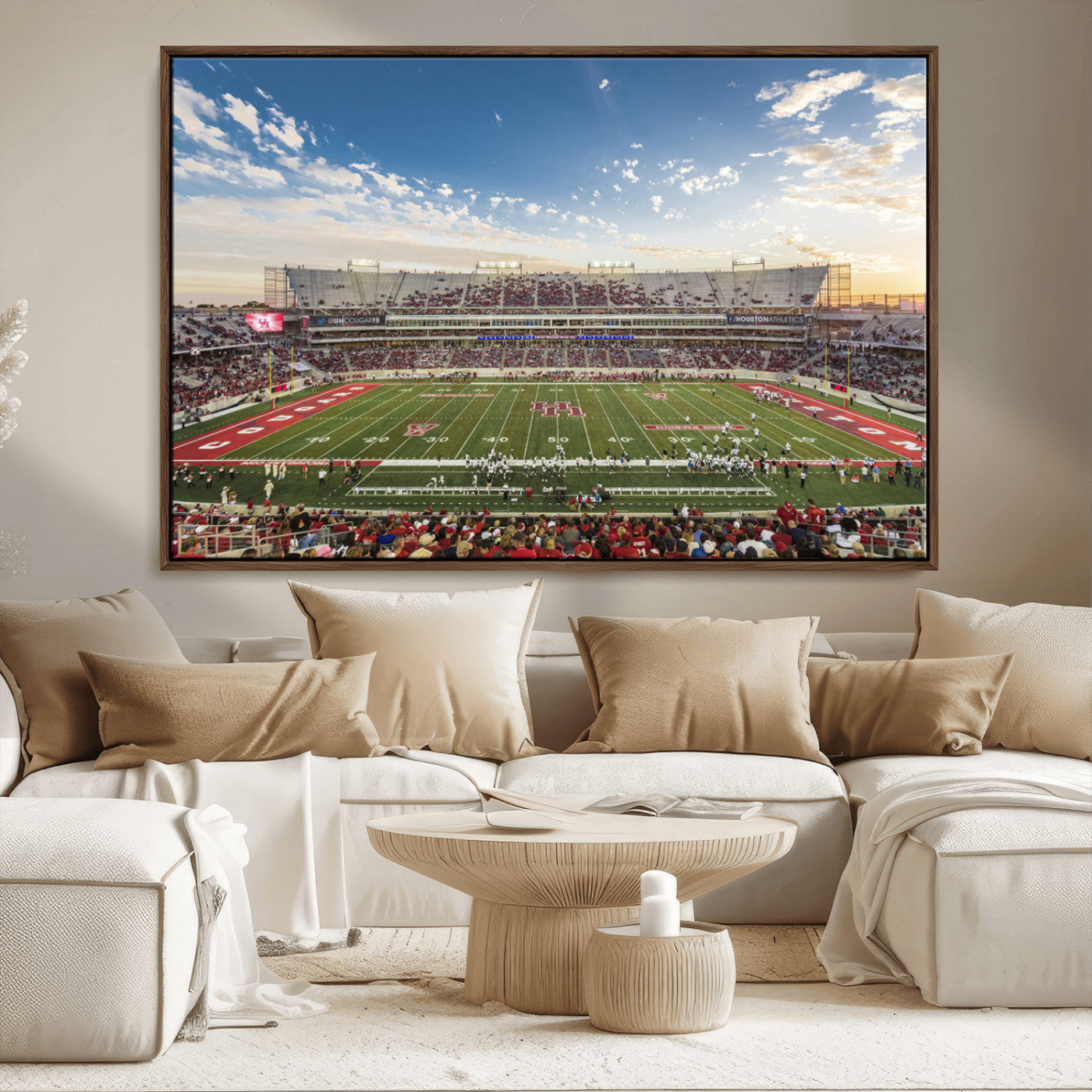 MGV-FC-36X24 - Framed Houston Cougars Football Team Print - Houston TDECU Stadium Wall Art Canvas Print