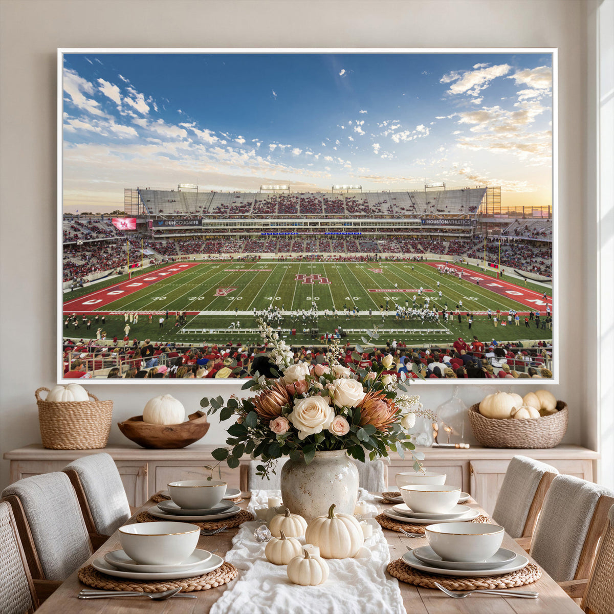 36612-MGV-CV-36X24 - Framed Houston Cougars Football Team Print - Houston TDECU Stadium Wall Art Canvas Print