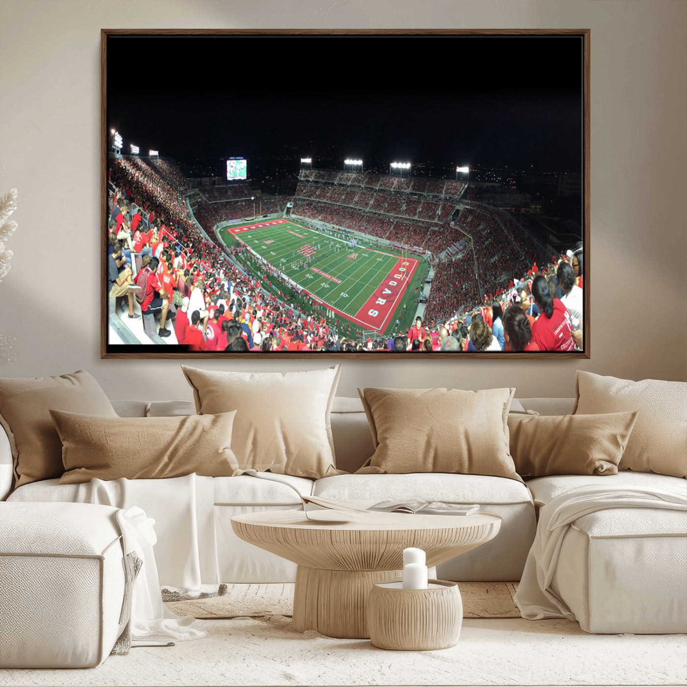 MGV-FC-36X24 - Houston Cougars Football Team Print - Houston TDECU Stadium Wall Art Canvas Print
