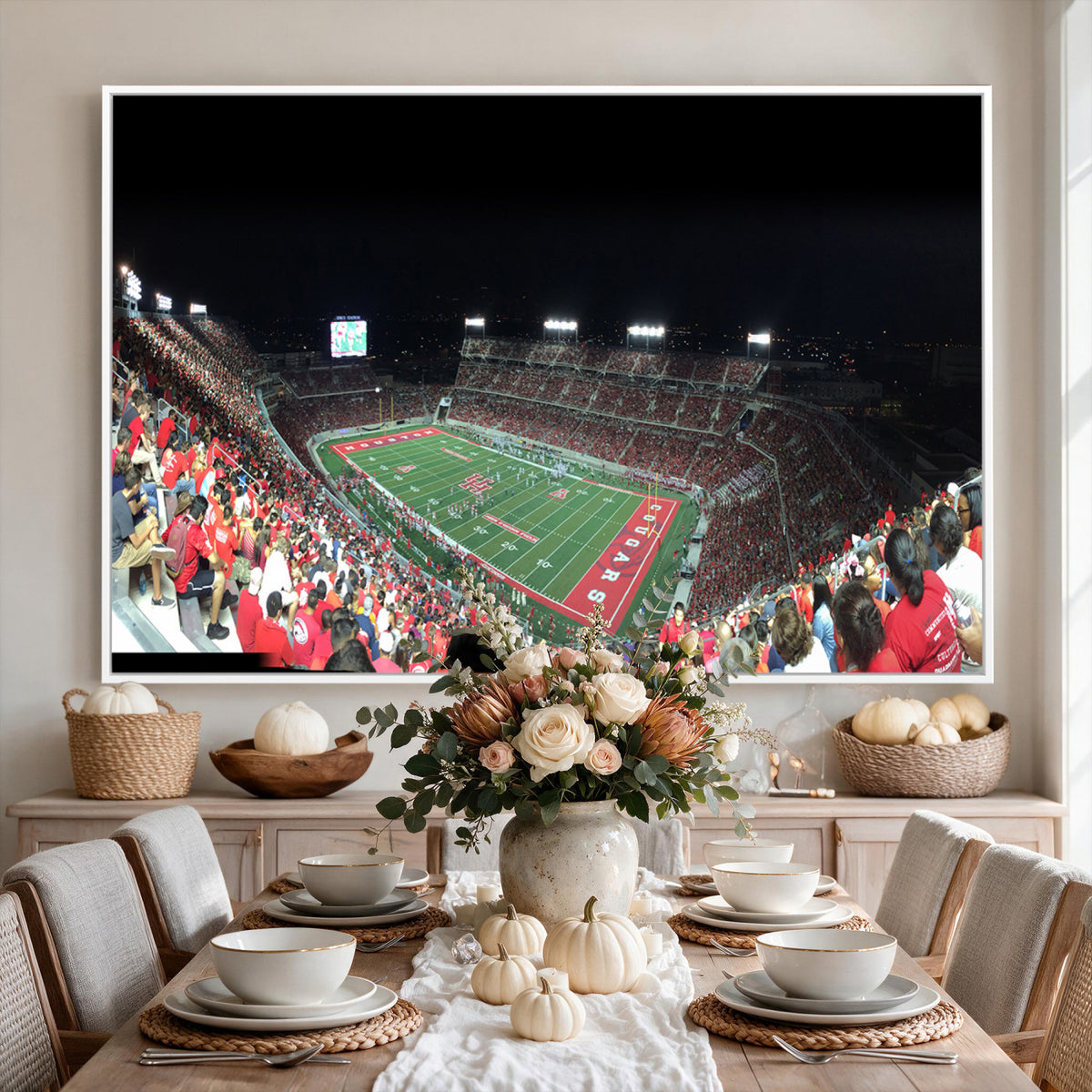67036-MGV-CV-36X24 - Houston Cougars Football Team Print - Houston TDECU Stadium Wall Art Canvas Print