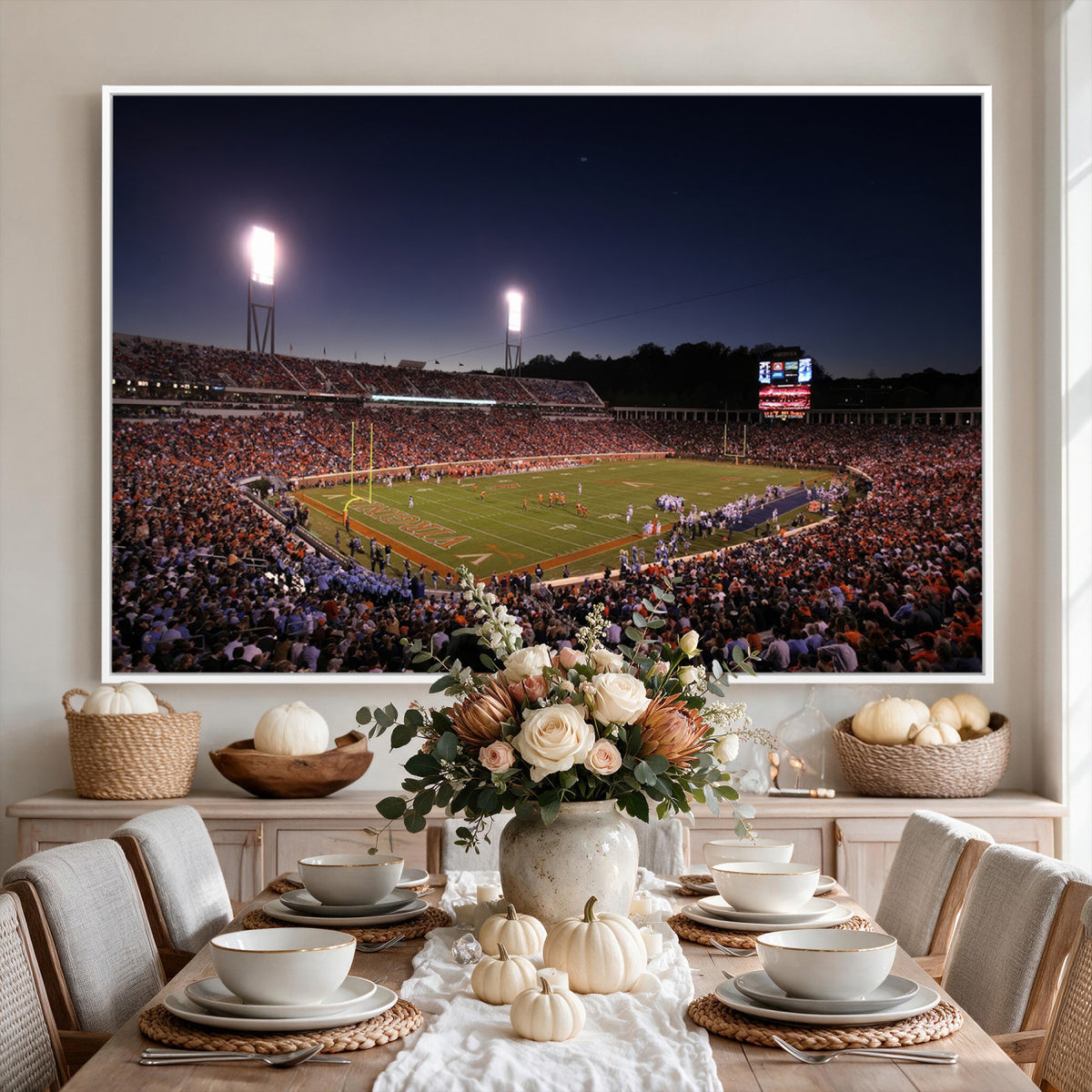 69378-MGV-CV-36X24 - Virginia Cavaliers Football Team Print - Charlottesville Scott Stadium Canvas Print Wall Art