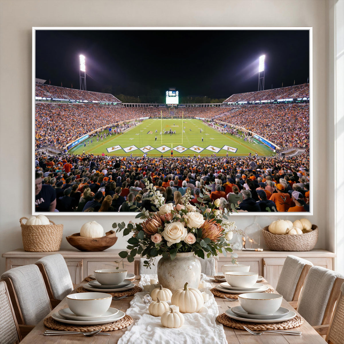 98441-MGV-CV-36X24 - Virginia Cavaliers Football Team Print - Charlottesville Scott Stadium Wall Art Canvas Print