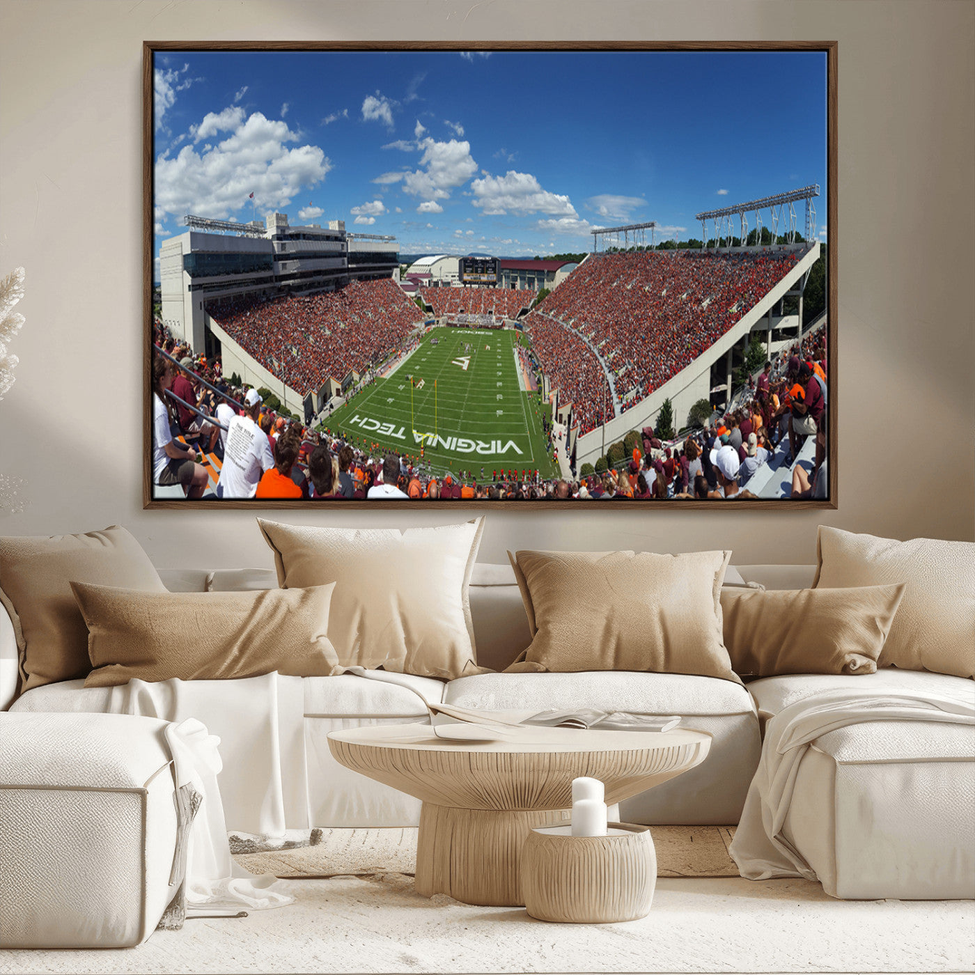 MGV-FC-36X24 - Virginia Tech Hokies Football Team Print - Blacksburg Lane Stadium Wall Art Canvas Print