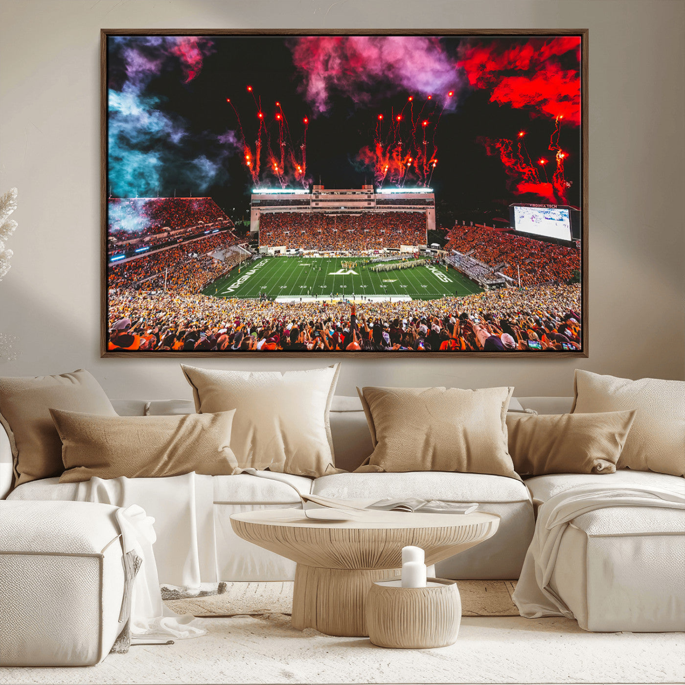 MGV-FC-36X24 - Virginia Tech Hokies Football Team Print - Blacksburg Lane Stadium Wall Art Canvas Print