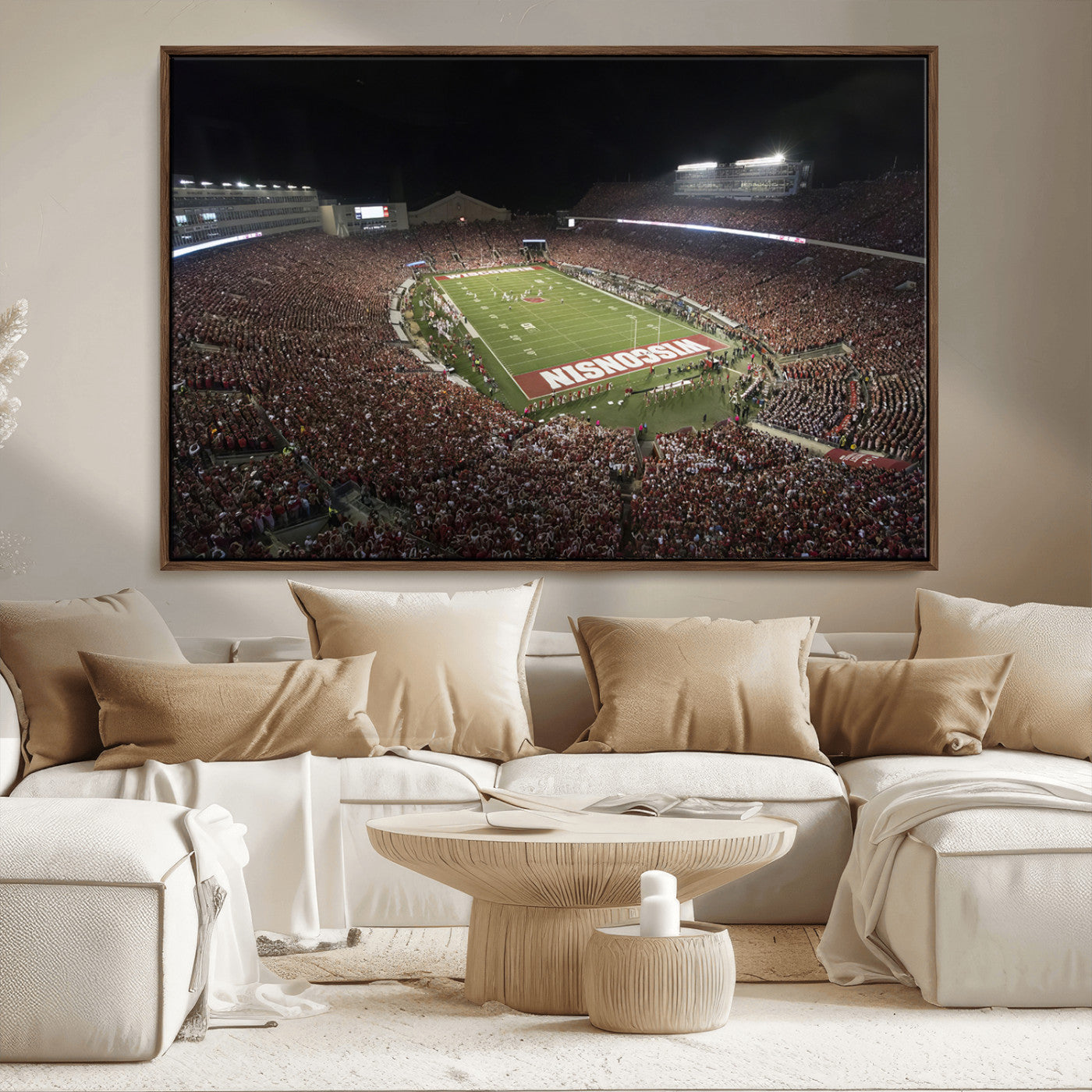 MGV-FC-36X24 - Wisconsin Badgers Football Team Print - Madison Camp Randall Stadium Wall Art Canvas Print
