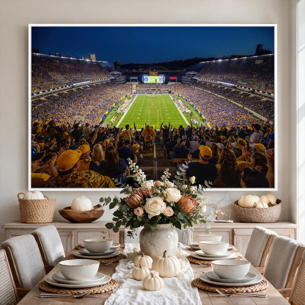 62297-MGV-CV-36X24 - Pittsburgh Panthers Football Team Print - Pittsburgh Acrisure Stadium Wall Art Canvas Print