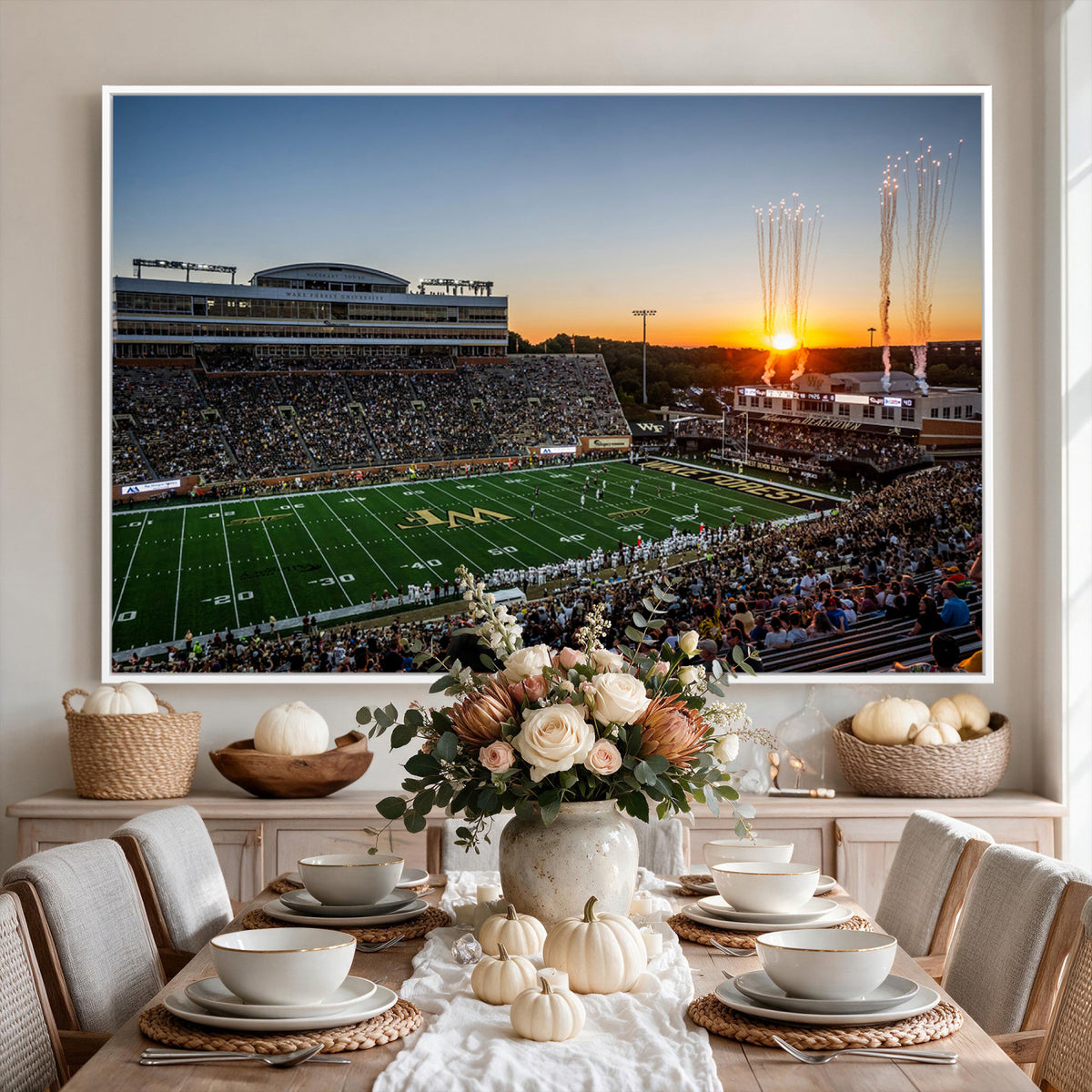 29253-MGV-CV-36X24 - Demon Deacons Football Team Print Canvas- Winston-Salem Allegacy Federal Credit Union Stadium Wall