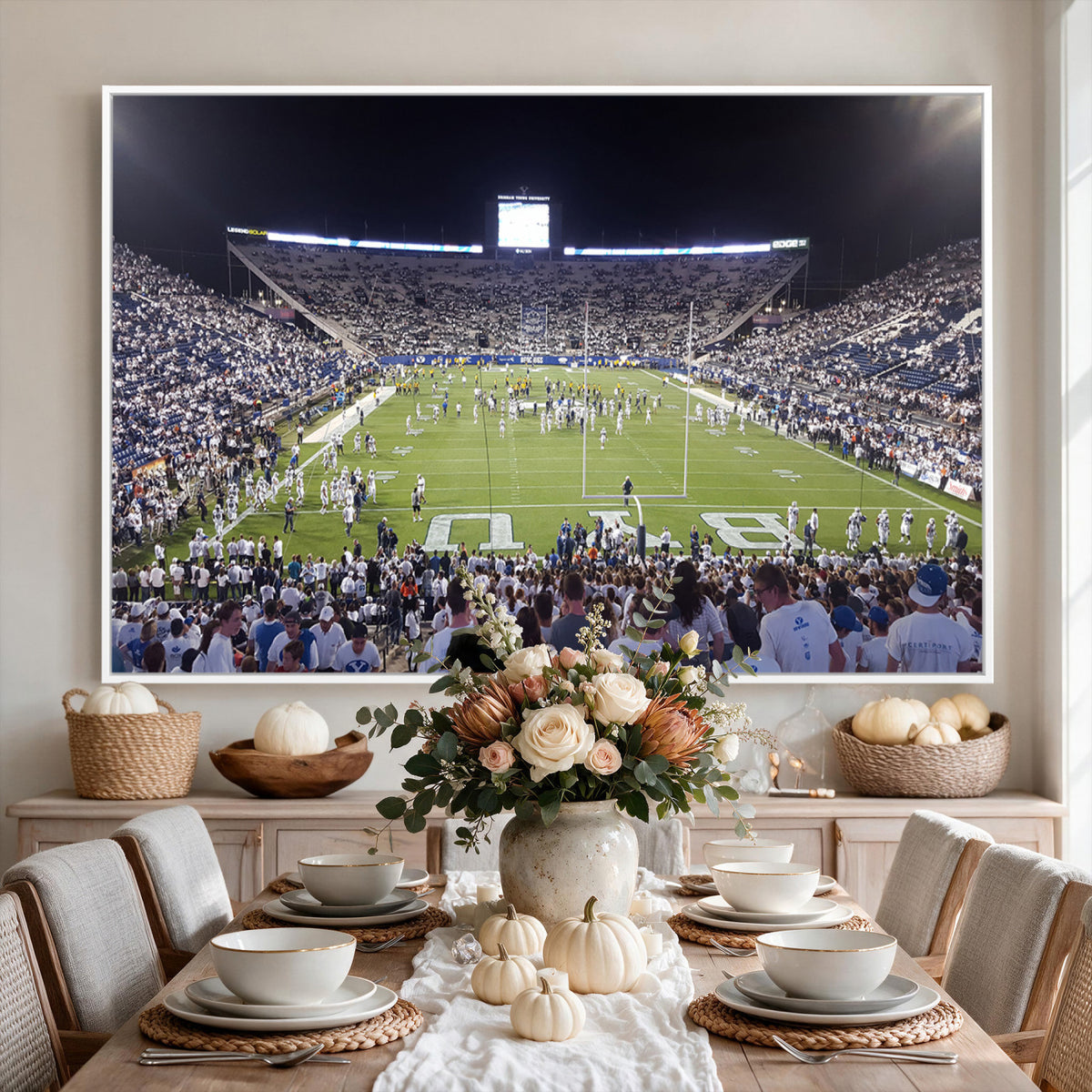 65036-MGV-CV-36X24 - Brigham Young University Cougars Football Print Canvas - Provo LaVell Edwards Stadium Wall Art