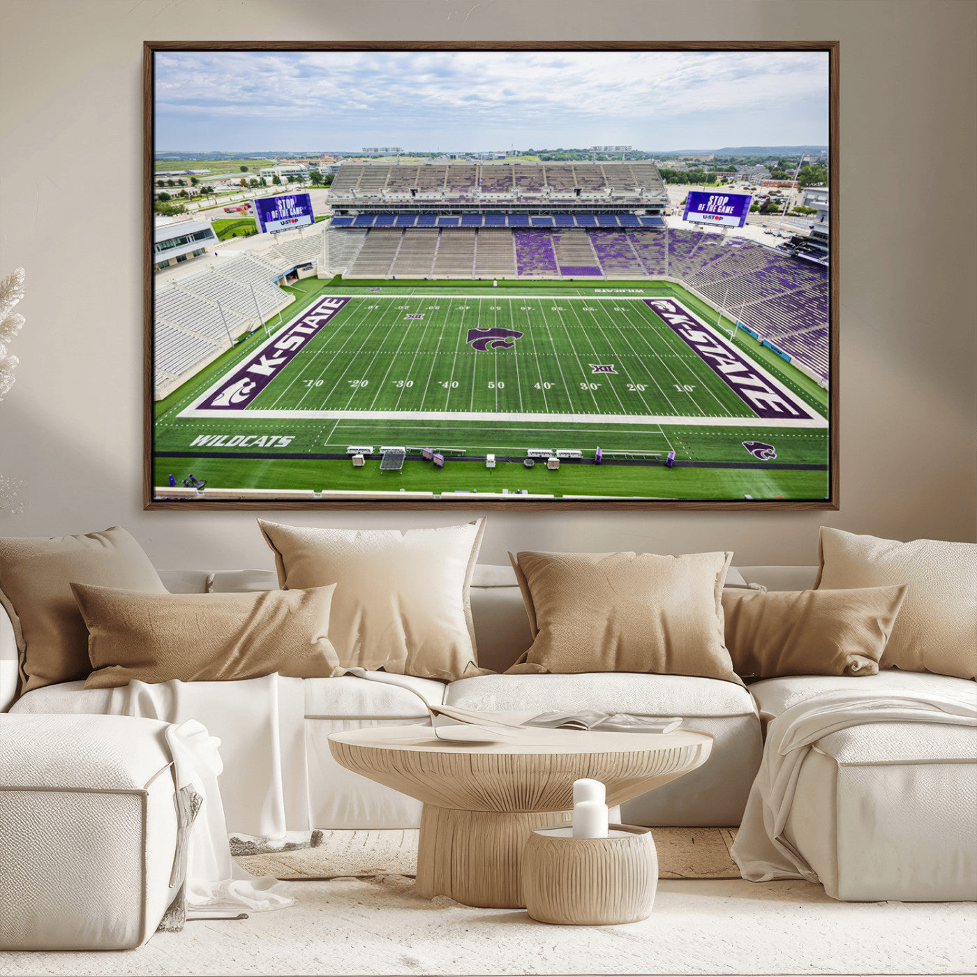 MGV-FC-36X24 - KState Wildcats Football Team Print - Manhattan Bill Snyder Family Football Stadium Wall Art Canvas