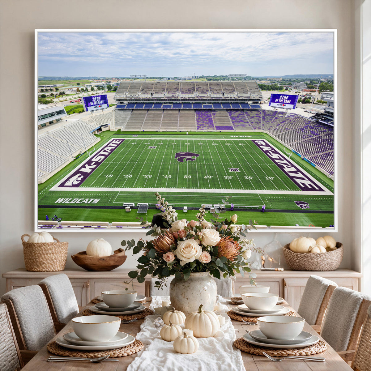 29452-MGV-CV-36X24 - KState Wildcats Football Team Print - Manhattan Bill Snyder Family Football Stadium Wall Art Canvas