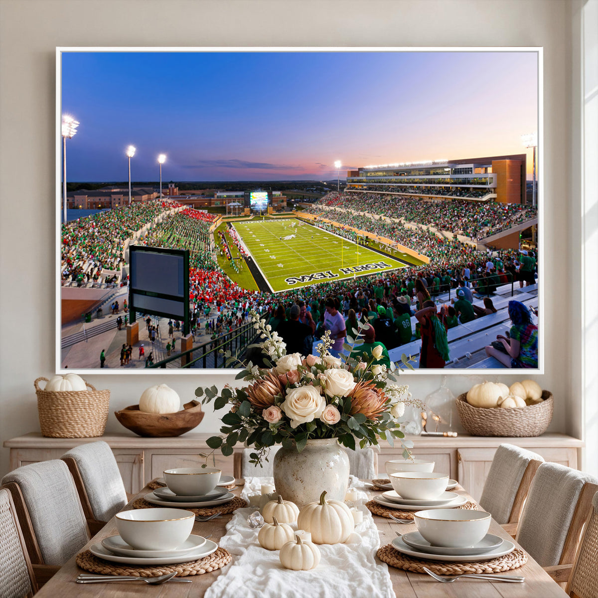 25916-MGV-CV-36X24 - University of North Texas Mean Green Football Team Print - Denton DATCU Stadium Canvas Print Wall