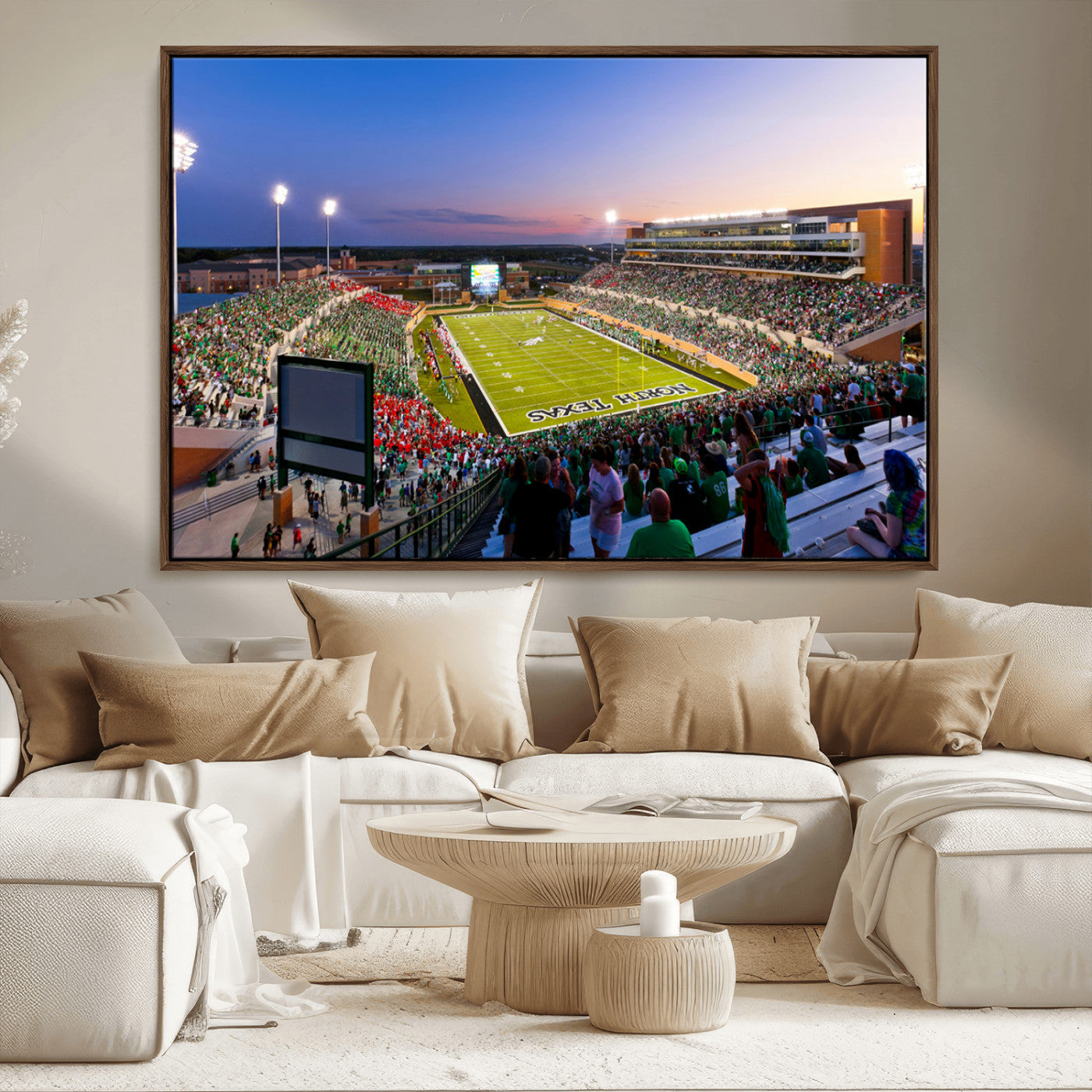 MGV-FC-36X24 - University of North Texas Mean Green Football Team Print - Denton DATCU Stadium Wall Art Canvas