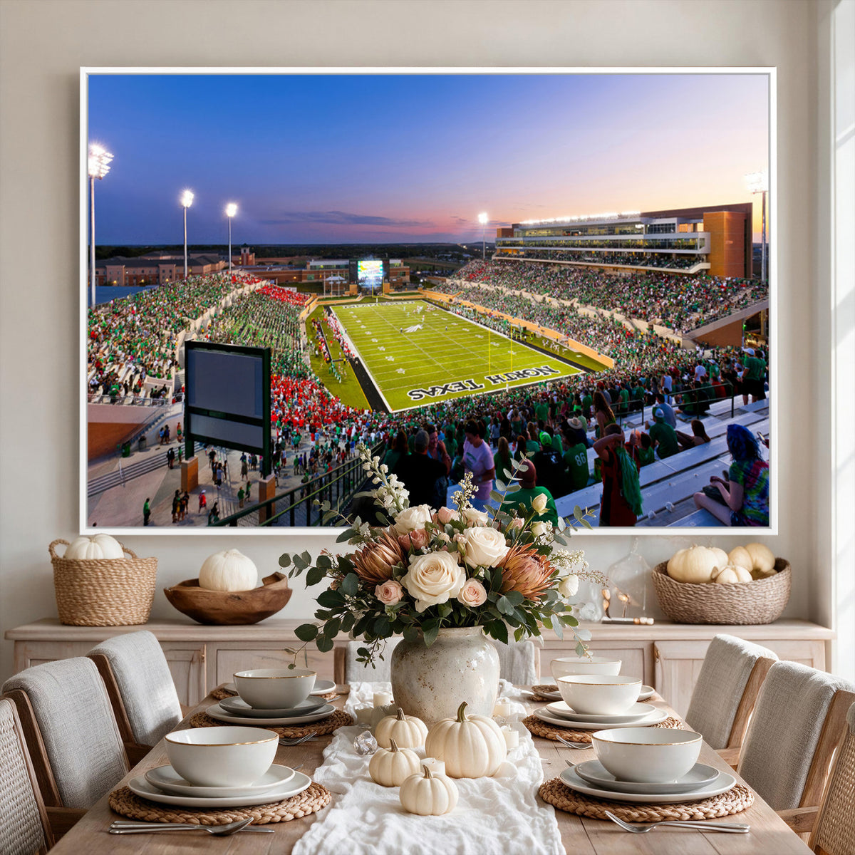 81582-MGV-CV-36X24 - University of North Texas Mean Green Football Team Print - Denton DATCU Stadium Wall Art Canvas