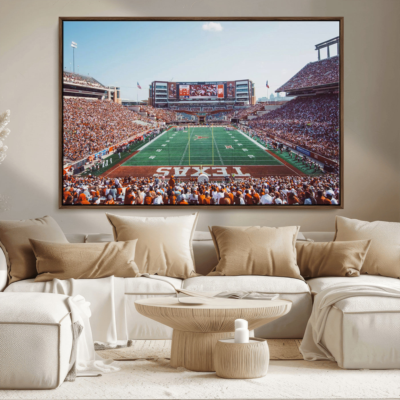 MGV-FC-36X24 - Framed Texas Memorial Stadium Canvas, University of Texas Longhorns Football Team Print - Austin