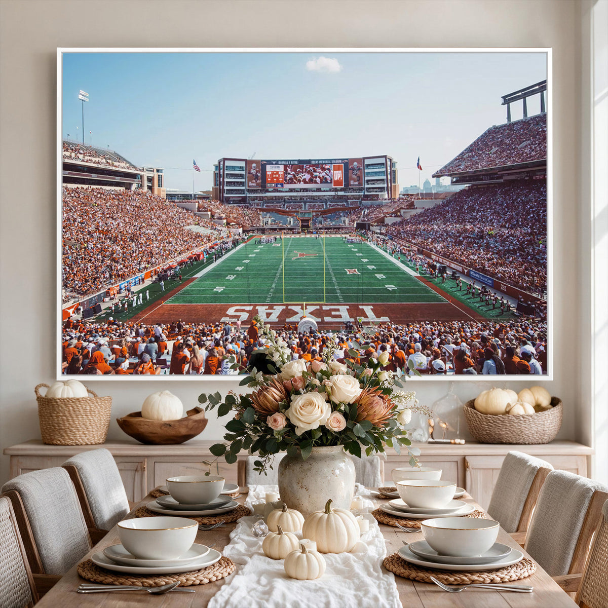 14826-MGV-CV-36X24 - Framed Texas Memorial Stadium Canvas, University of Texas Longhorns Football Team Print - Austin