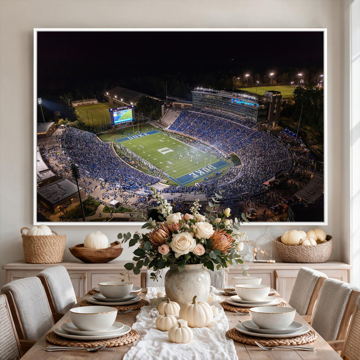 42347-MGV-CV-36X24 - Duke University Blue Devils Football Print Canvas - Durham Wallace Wade Stadium Wall Art Canvas