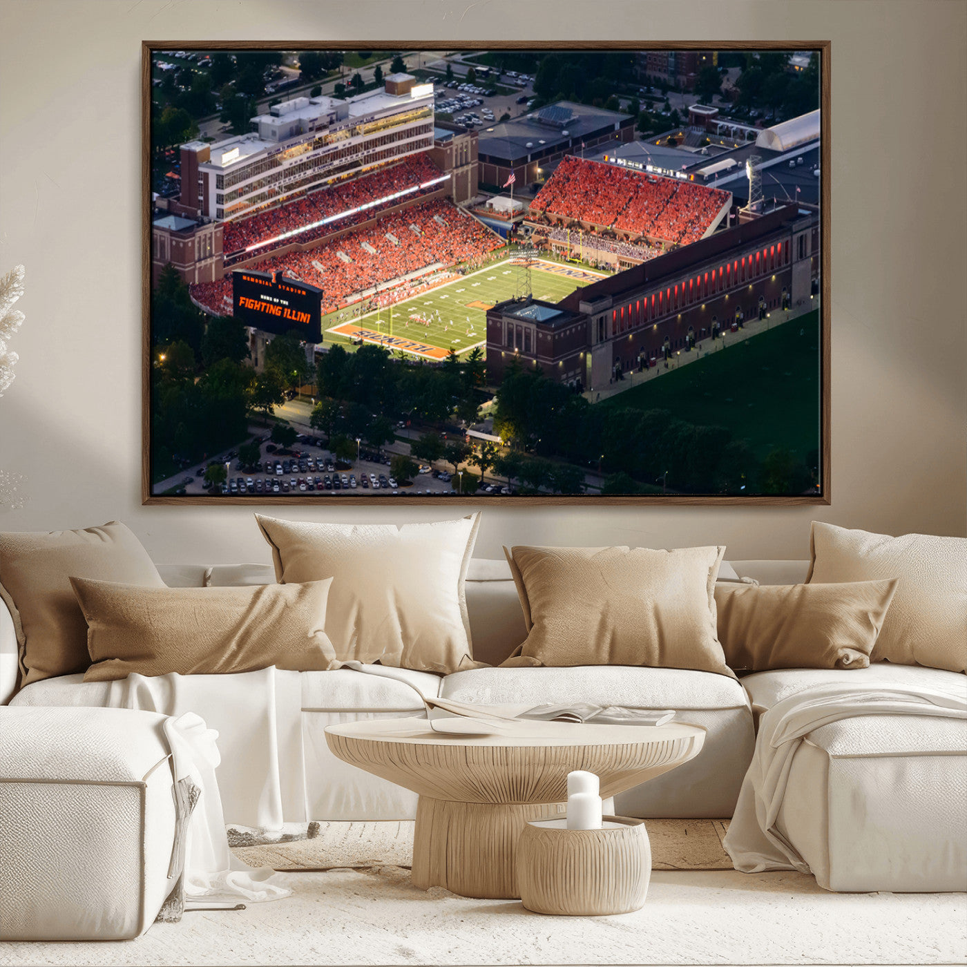 MGV-FC-36X24 - University of Illinois Fighting Illini Football Team Print - Champaign Illinois Memorial Stadium