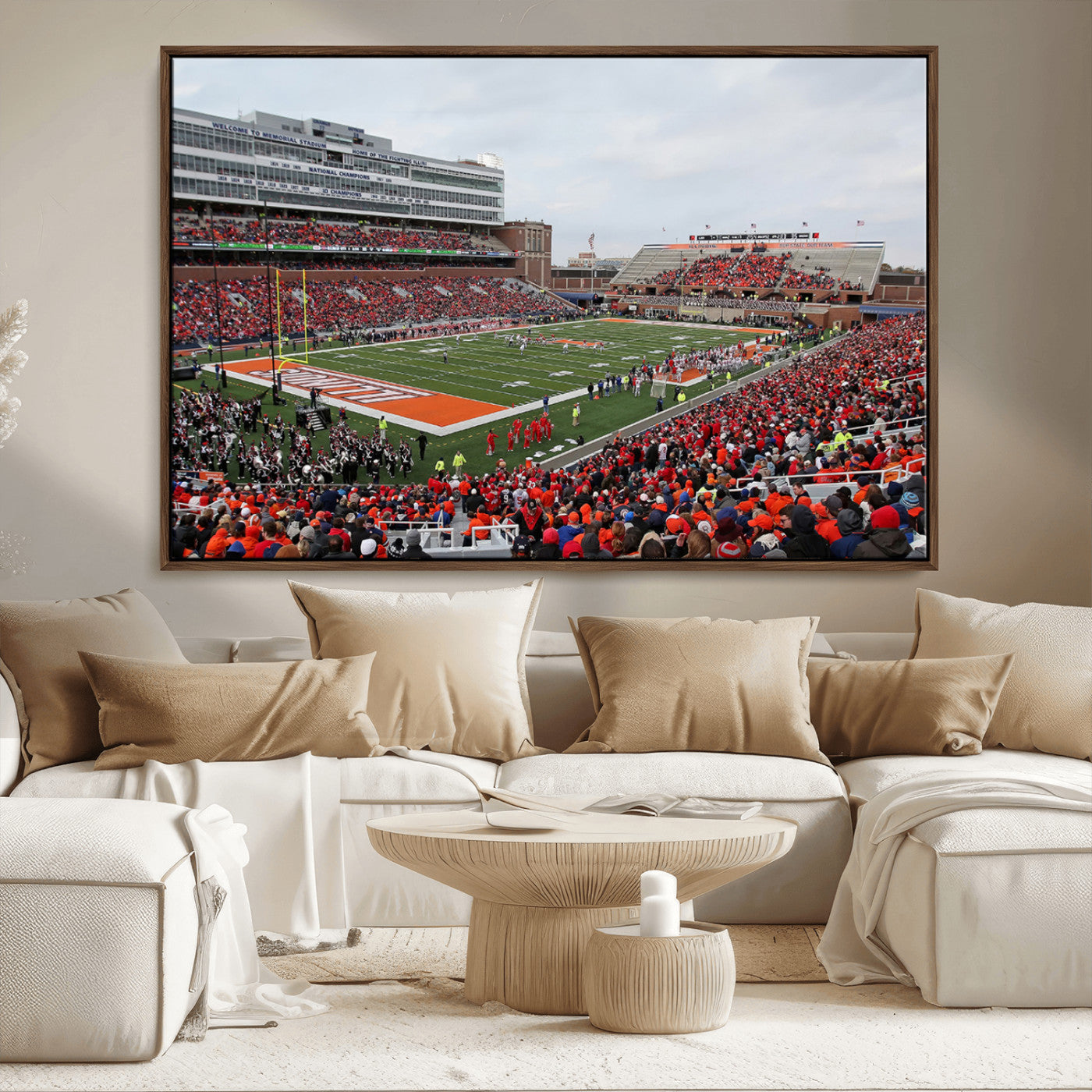MGV-FC-36X24 - University of Illinois Fighting Illini Football Team Print - Champaign Illinois Memorial Stadium
