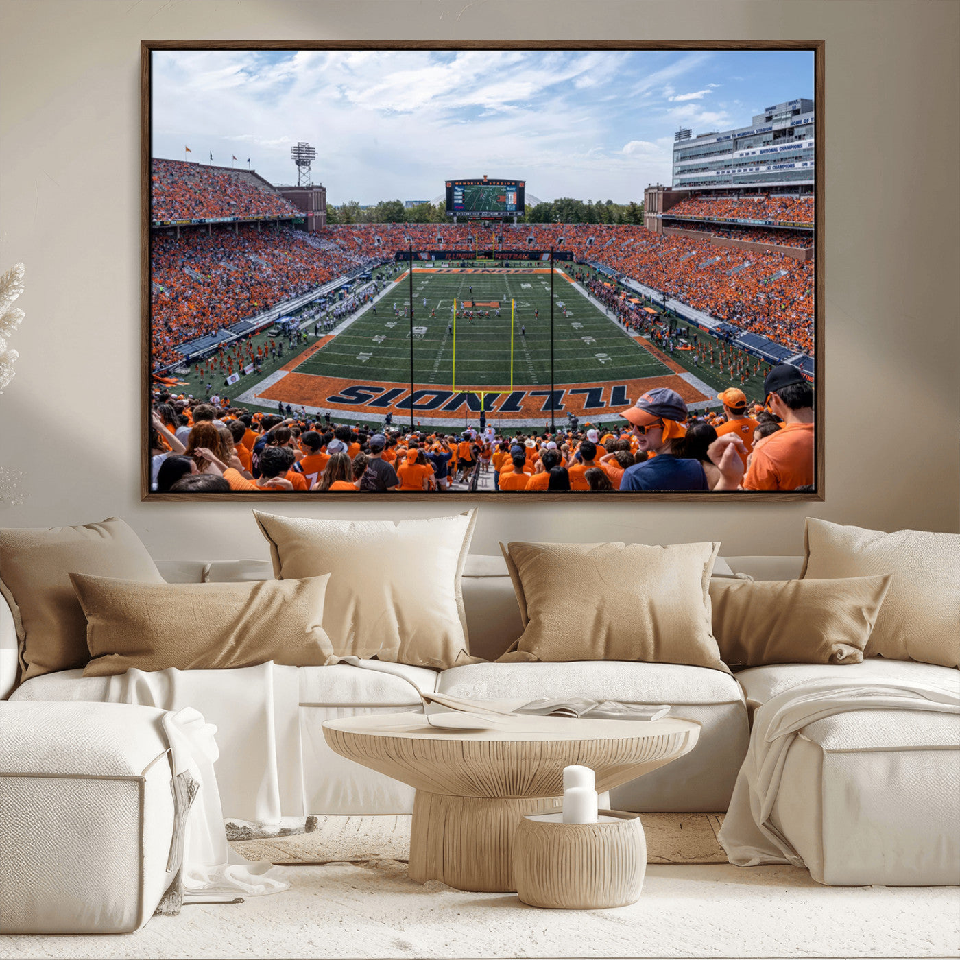 MGV-FC-36X24 - University of Illinois Fighting Illini Football Team Print Canvas - Champaign Illinois Memorial