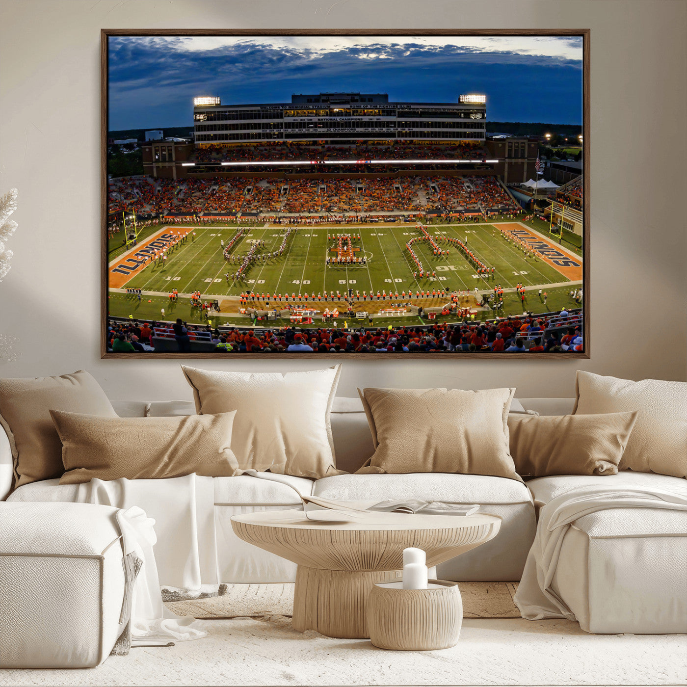 MGV-FC-36X24 - University of Illinois Fighting Illini Football Team Print - Champaign Illinois Memorial Stadium