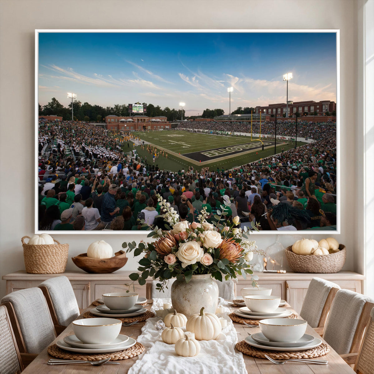 12290-MGV-CV-36X24 - University of Charlotte 49ers Football Team Print - Charlotte Jerry Richardson Stadium Wall Art