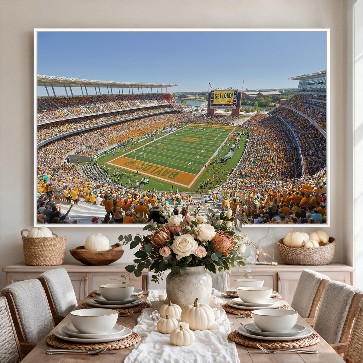 49912-MGV-CV-36X24 - Baylor University Bears Football Team Print - Waco McLane Stadium Wall Art Canvas Print
